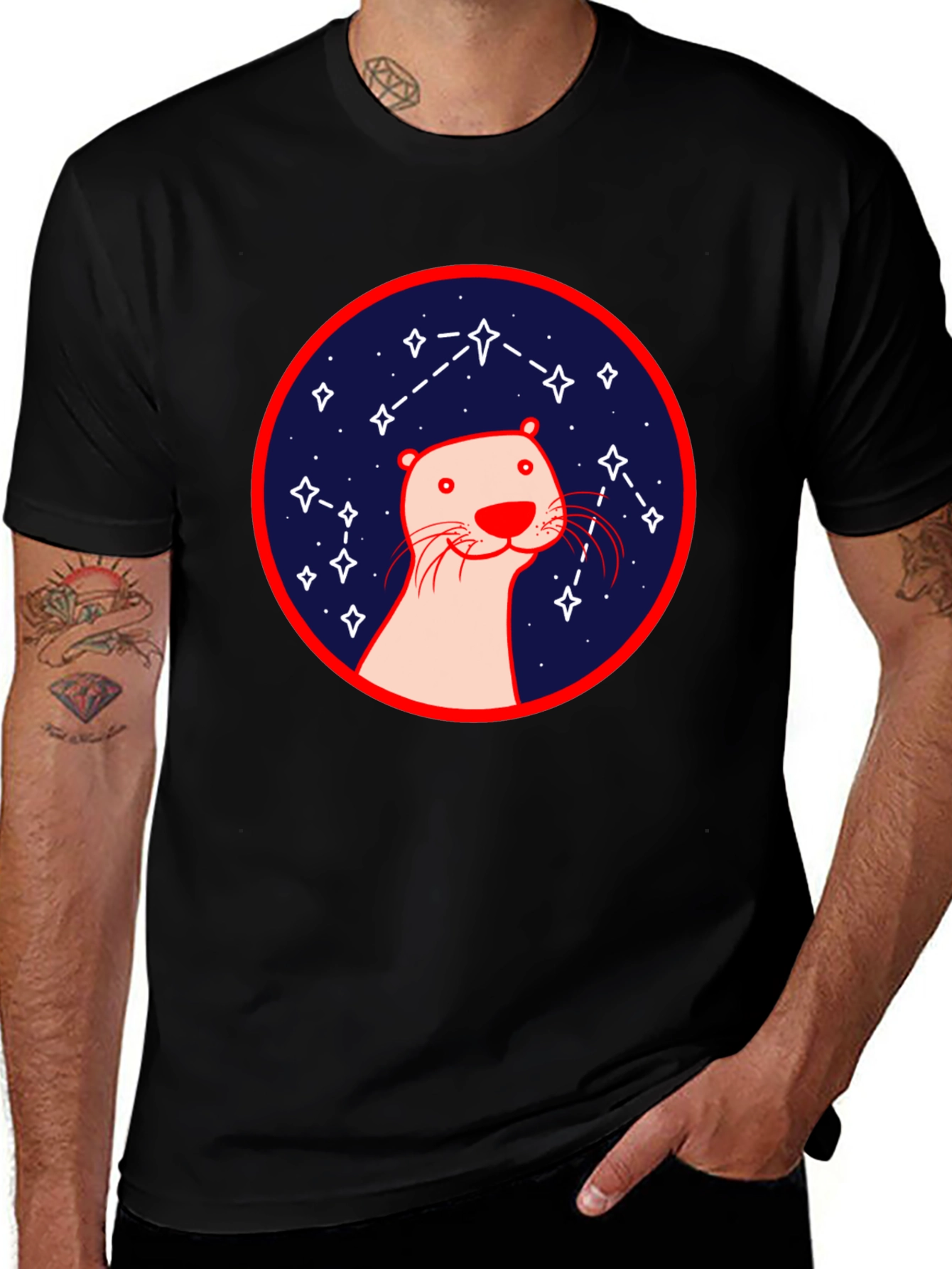 Otter Constellation T-Shirt - Black Graphic Tee