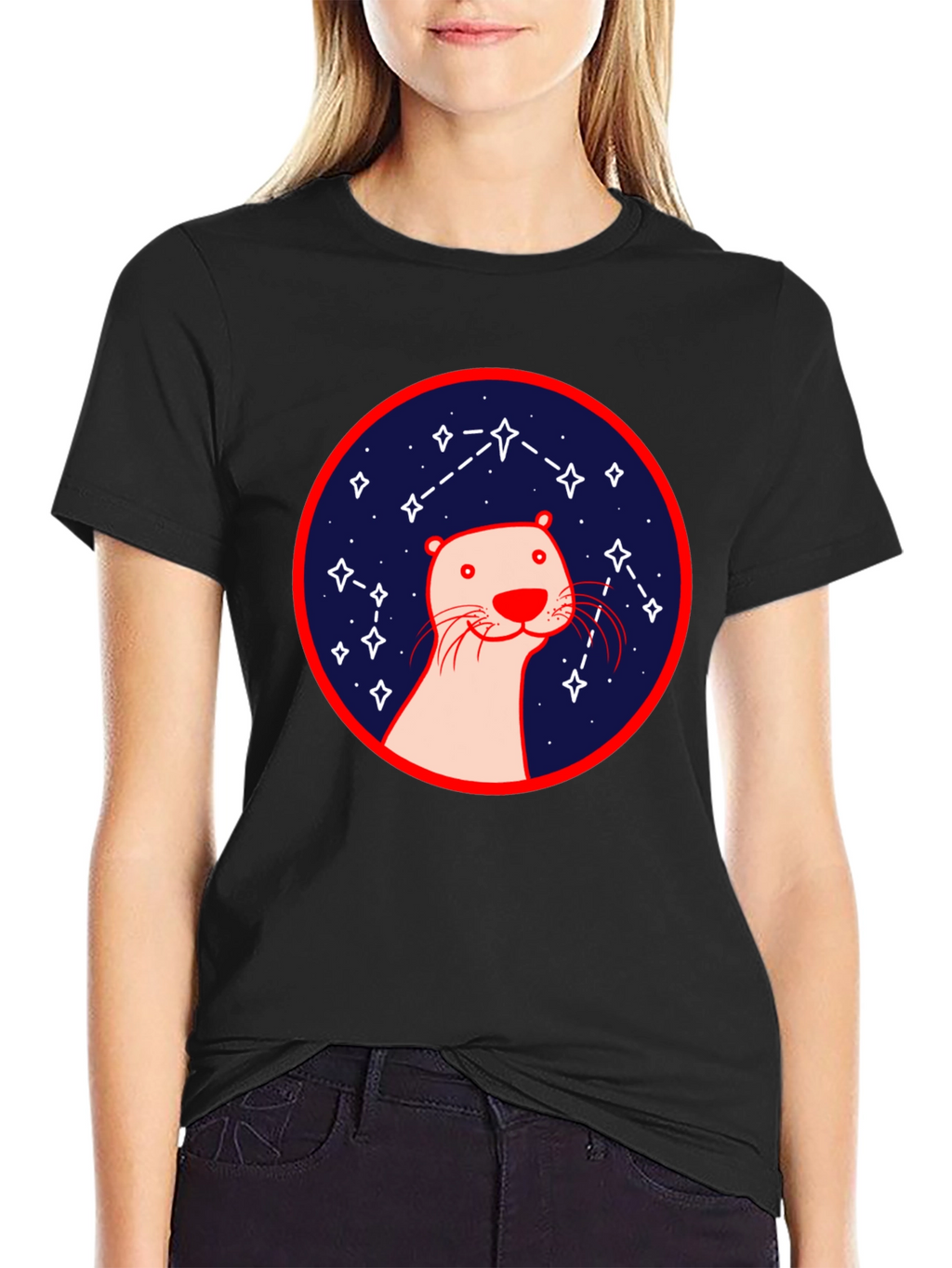 Otter Constellation T-Shirt - Black Graphic Tee
