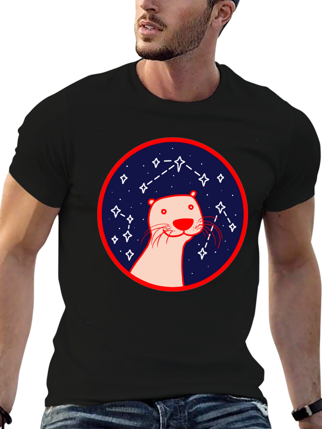 Otter Constellation T-Shirt - Black Graphic Tee