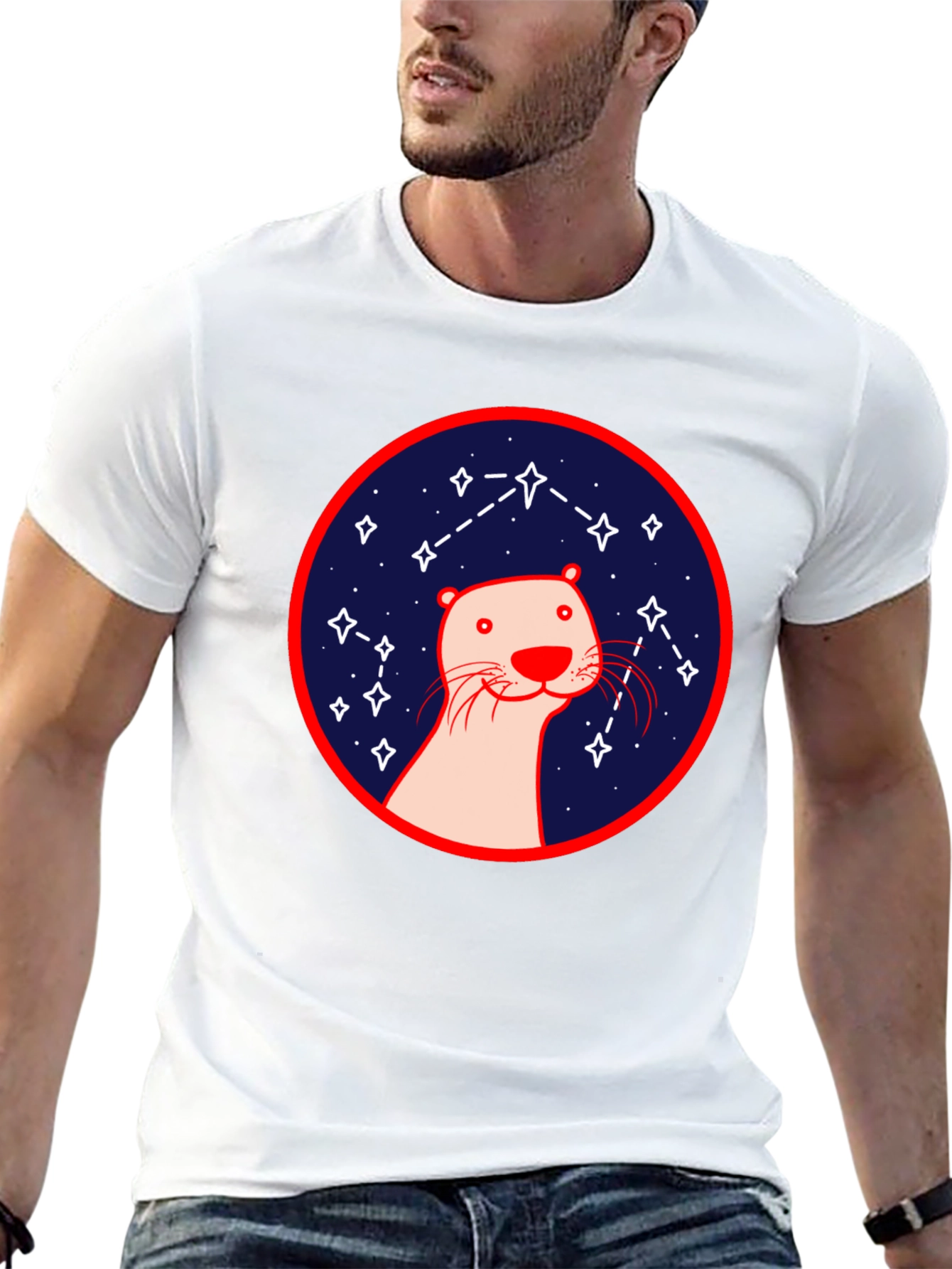 Otter Constellation T-Shirt - Black Graphic Tee