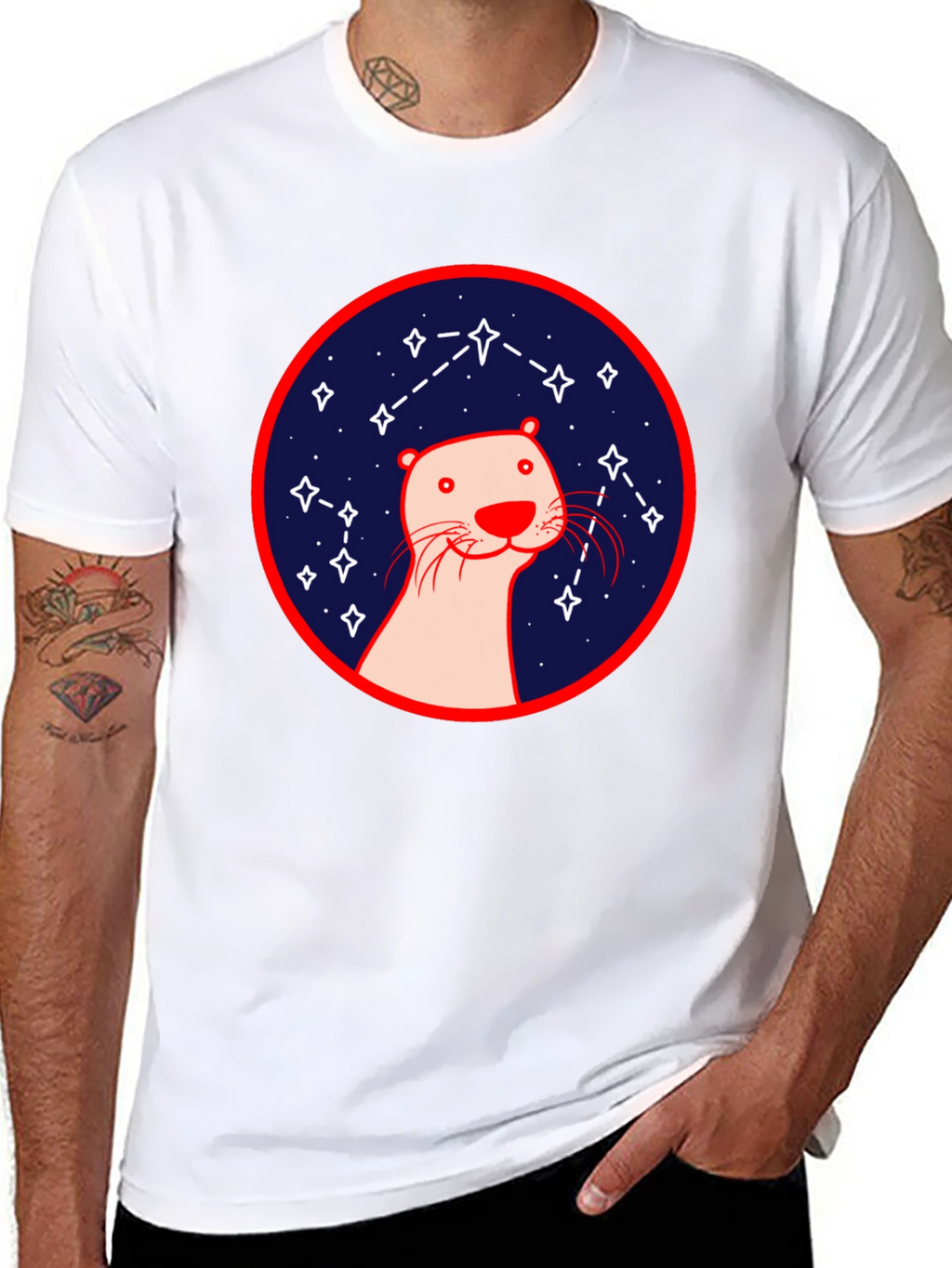 Otter Constellation T-Shirt - Black Graphic Tee