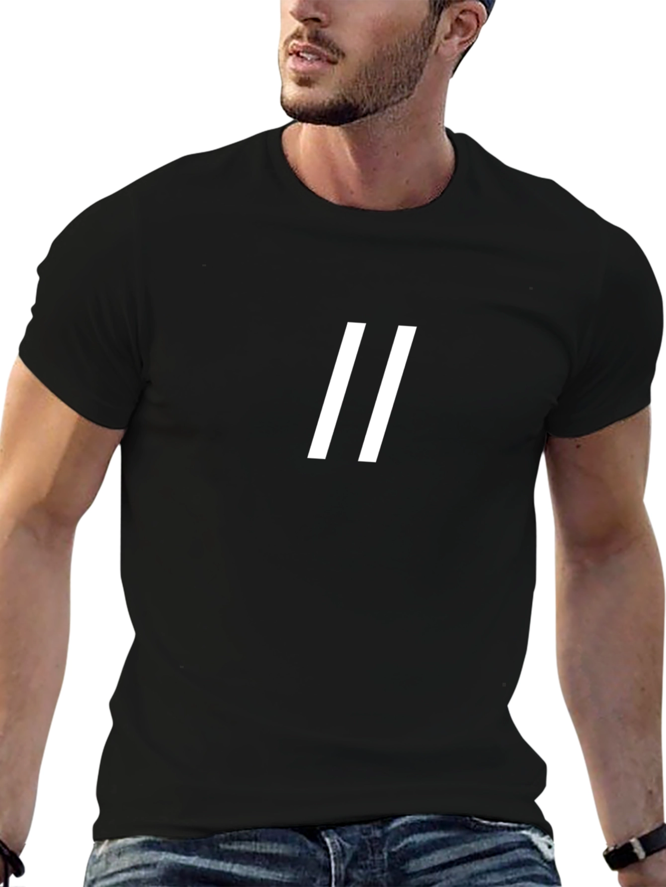Minimalist Double Bar Black T-Shirt