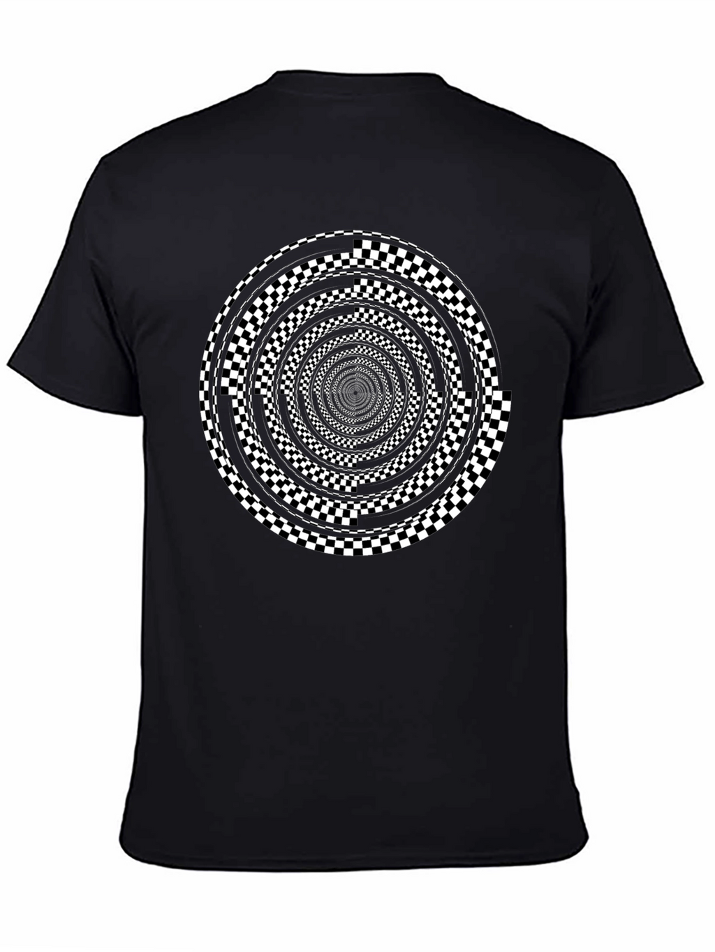 Optical Illusion Checkerboard Spiral Graphic Tee