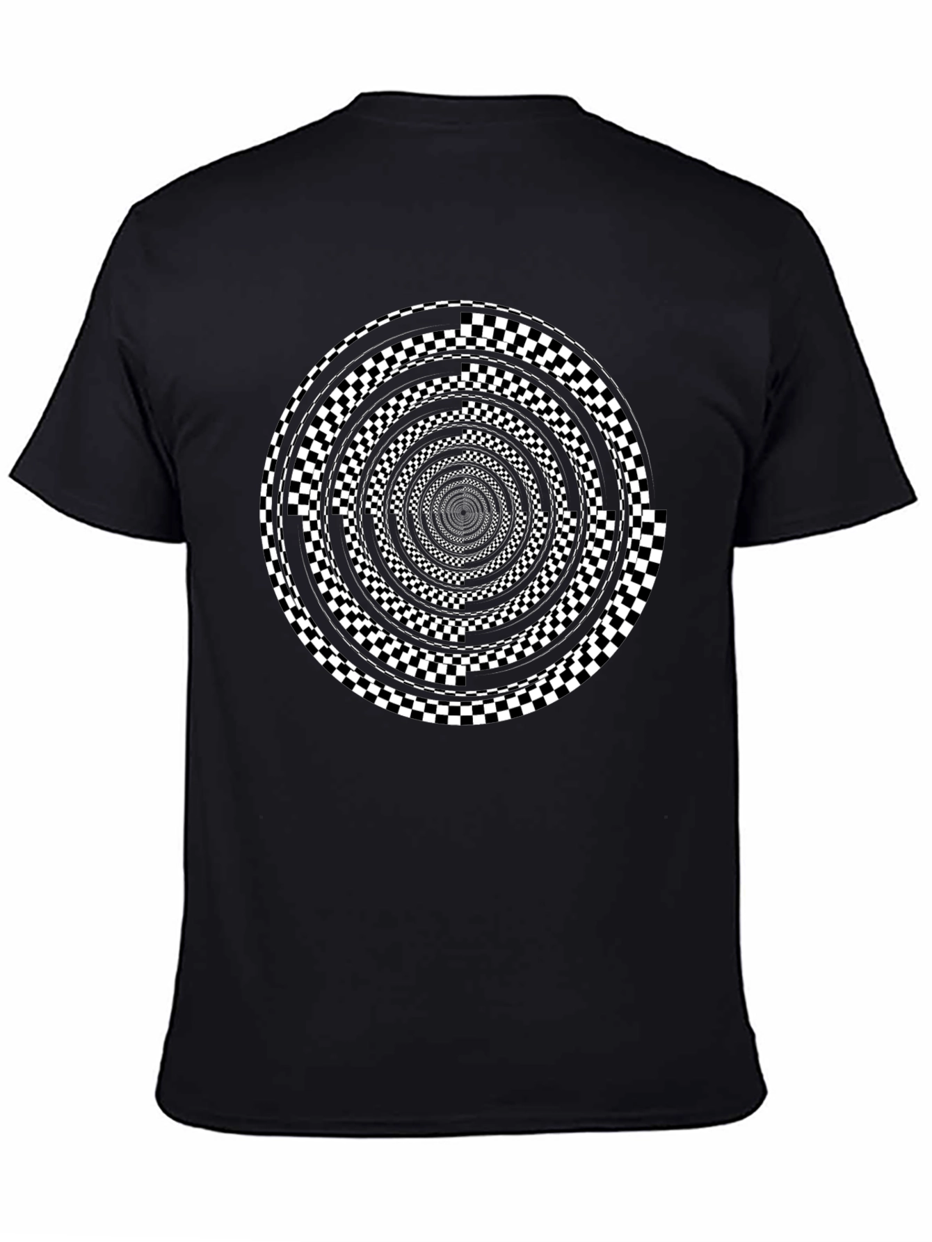Optical Illusion Checkerboard Spiral Graphic Tee