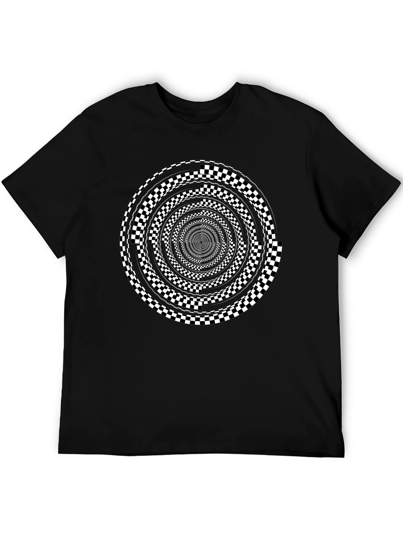 Optical Illusion Checkerboard Spiral Graphic Tee