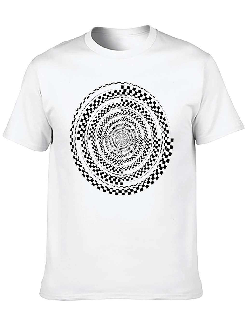 Optical Illusion Checkerboard Spiral Graphic Tee