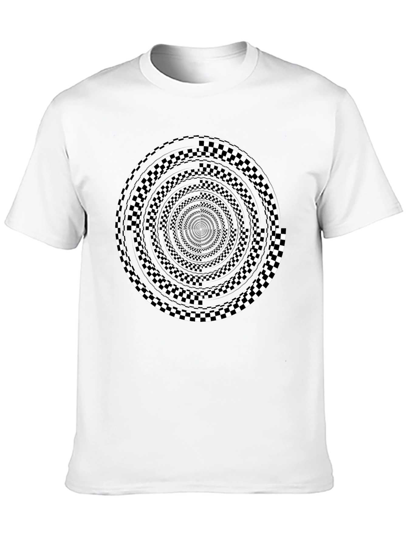 Optical Illusion Checkerboard Spiral Graphic Tee