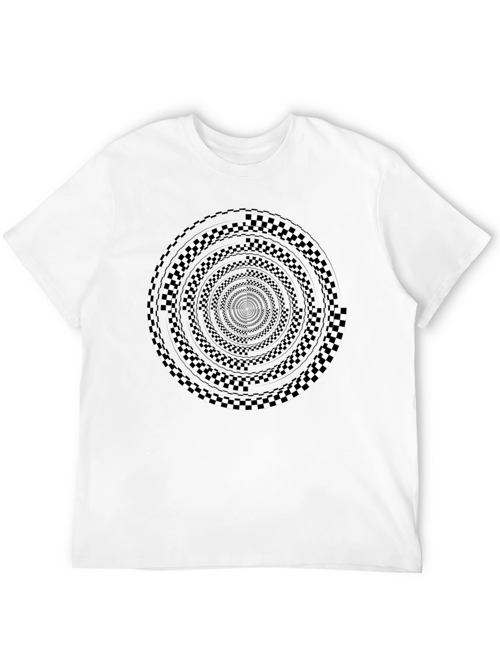 Optical Illusion Checkerboard Spiral Graphic Tee