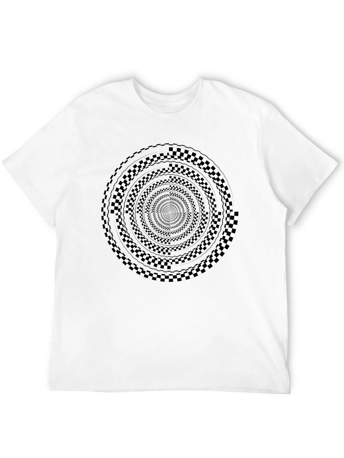 Optical Illusion Checkerboard Spiral Graphic Tee