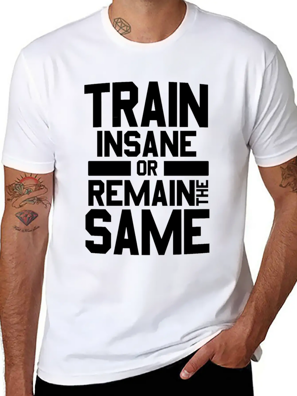 Train Insane Or Remain The Same Bodybuilders Gym Stylish Everyday T-Shirt – Unisex Basic Cotton Tee