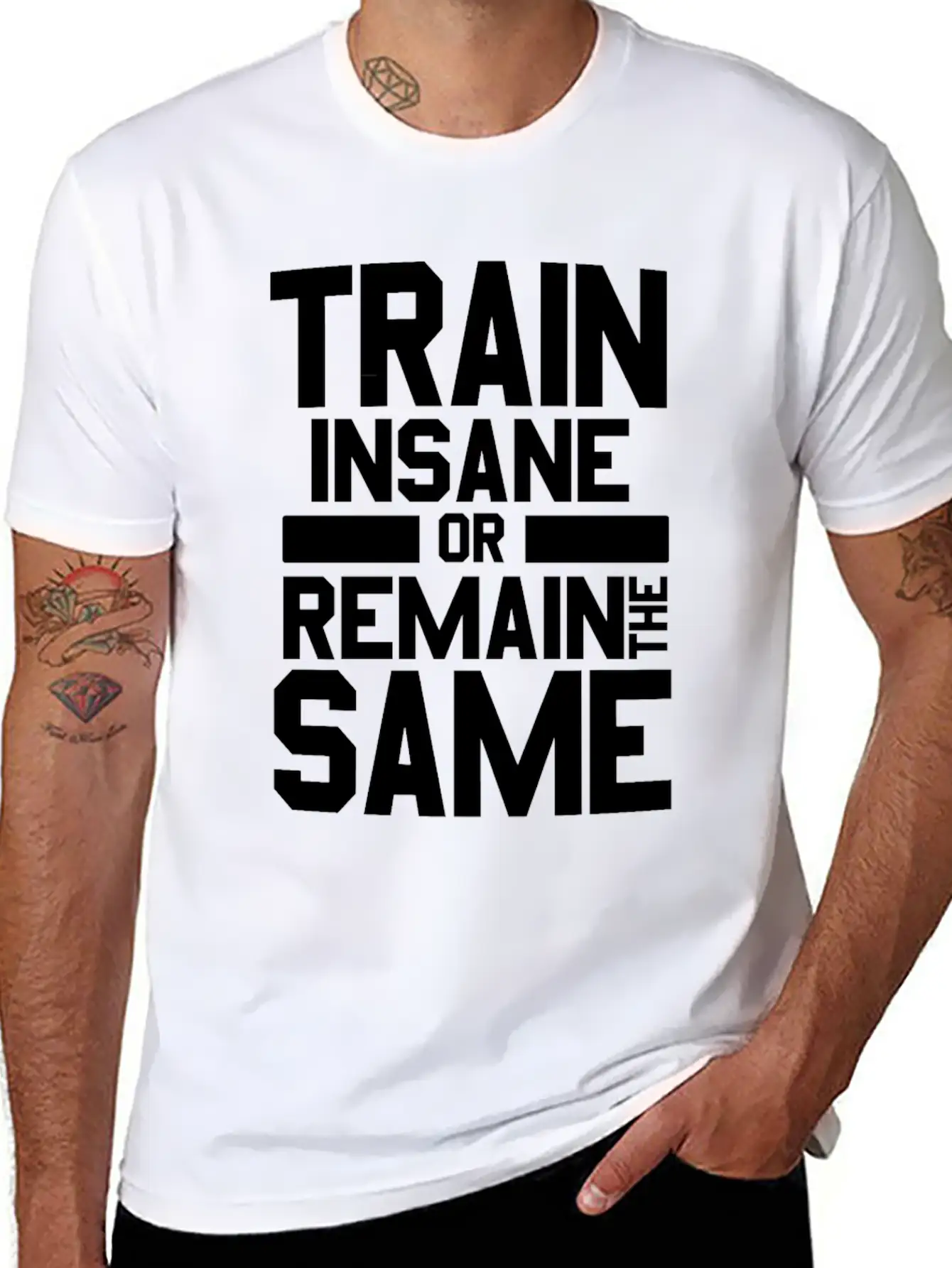 Train Insane Or Remain The Same Bodybuilders Gym Stylish Everyday T-Shirt – Unisex Basic Cotton Tee