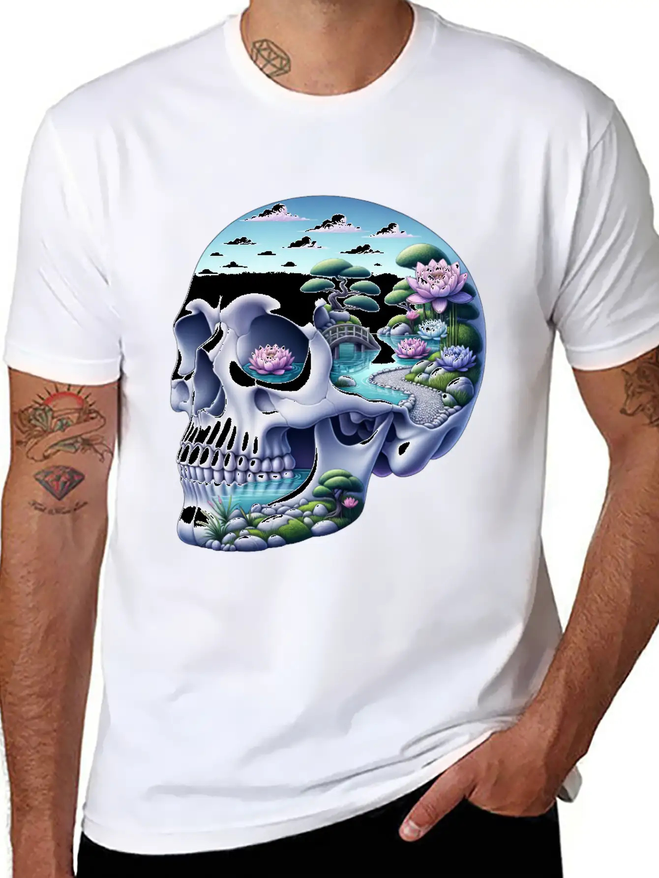 Tranquil Oasis Skull Shirt School Counselor's Classic Cotton Tee – Unisex Comfort For Any Season