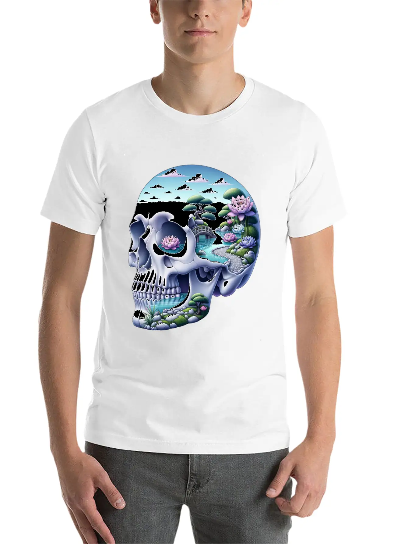 Tranquil Oasis Skull Shirt School Counselor's Classic Cotton Tee – Unisex Comfort For Any Season