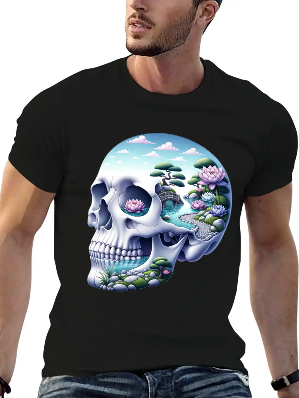 Tranquil Oasis Skull Shirt School Counselor's Classic Cotton Tee – Unisex Comfort For Any Season