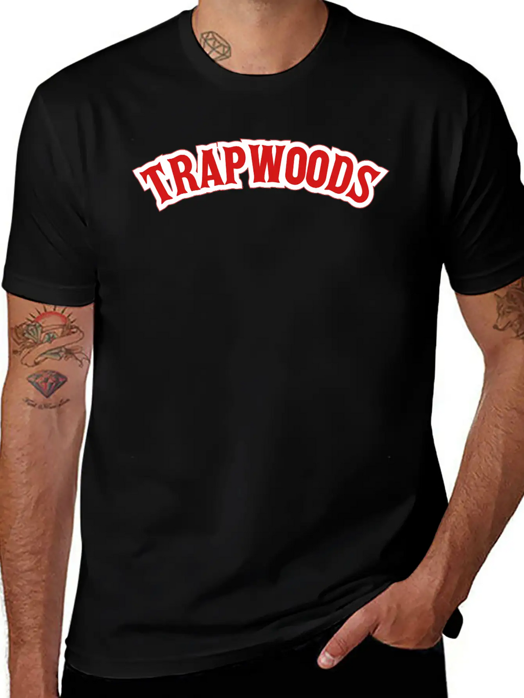 Trap Woods Font Breathable Graphic T-Shirt – Perfect For Casual Days