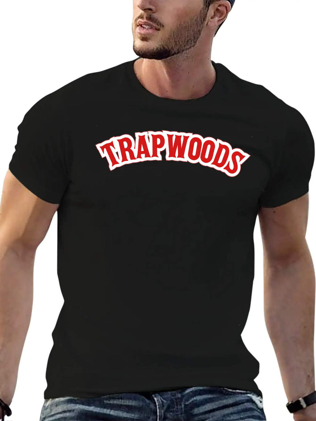 Trap Woods Font Breathable Graphic T-Shirt – Perfect For Casual Days