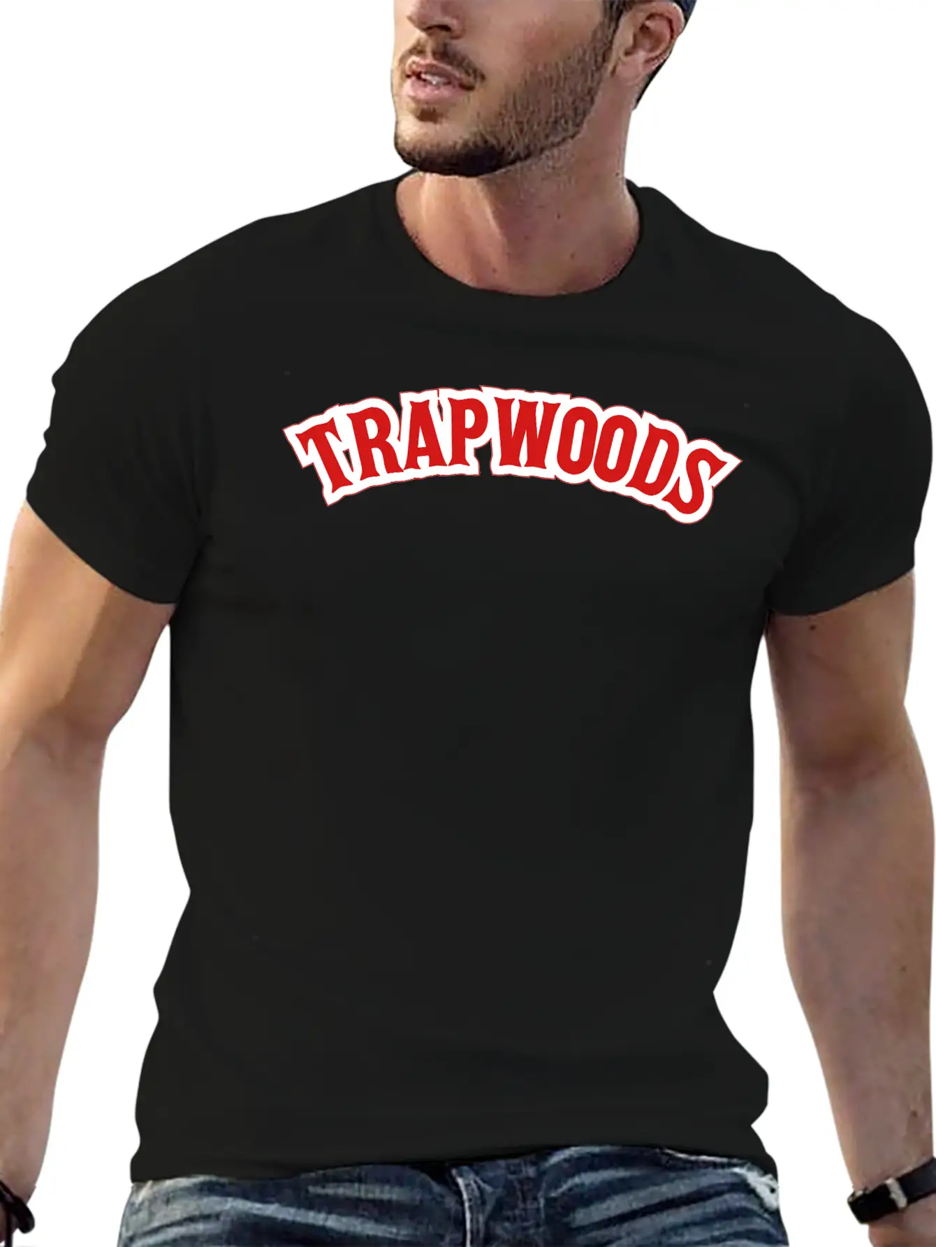 Trap Woods Font Breathable Graphic T-Shirt – Perfect For Casual Days