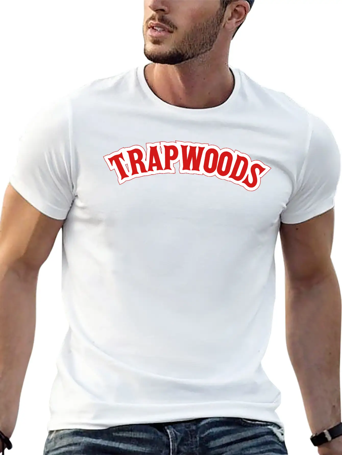 Trap Woods Font Breathable Graphic T-Shirt – Perfect For Casual Days