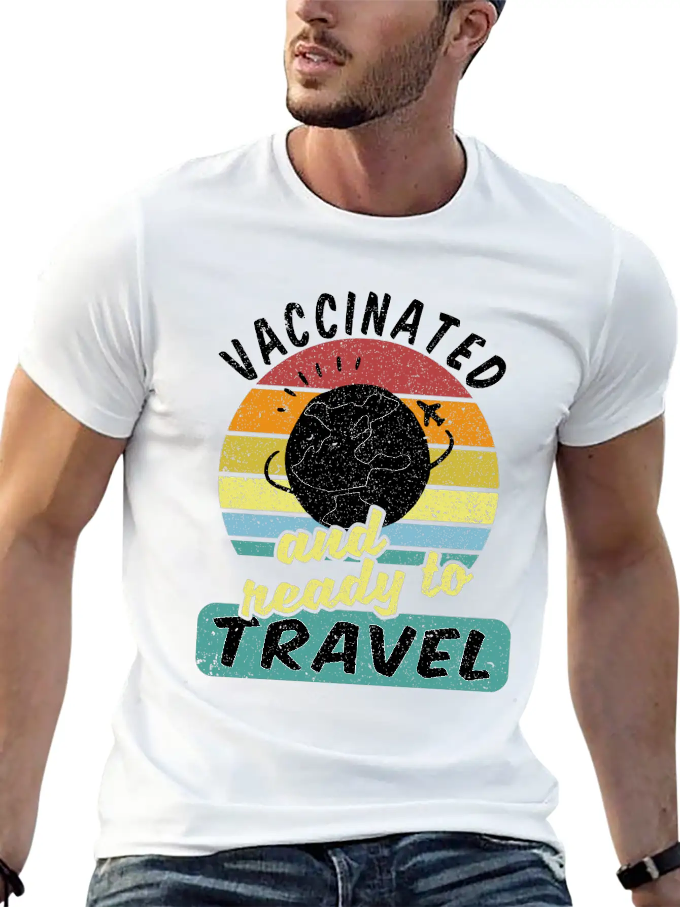 Travel Backpacker Traveler Vaccinated Vaccination Modern Fit Casual T-Shirt – Clean And Versatile Design