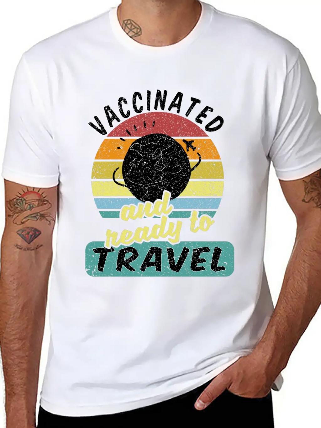 Travel Backpacker Traveler Vaccinated Vaccination Modern Fit Casual T-Shirt – Clean And Versatile Design