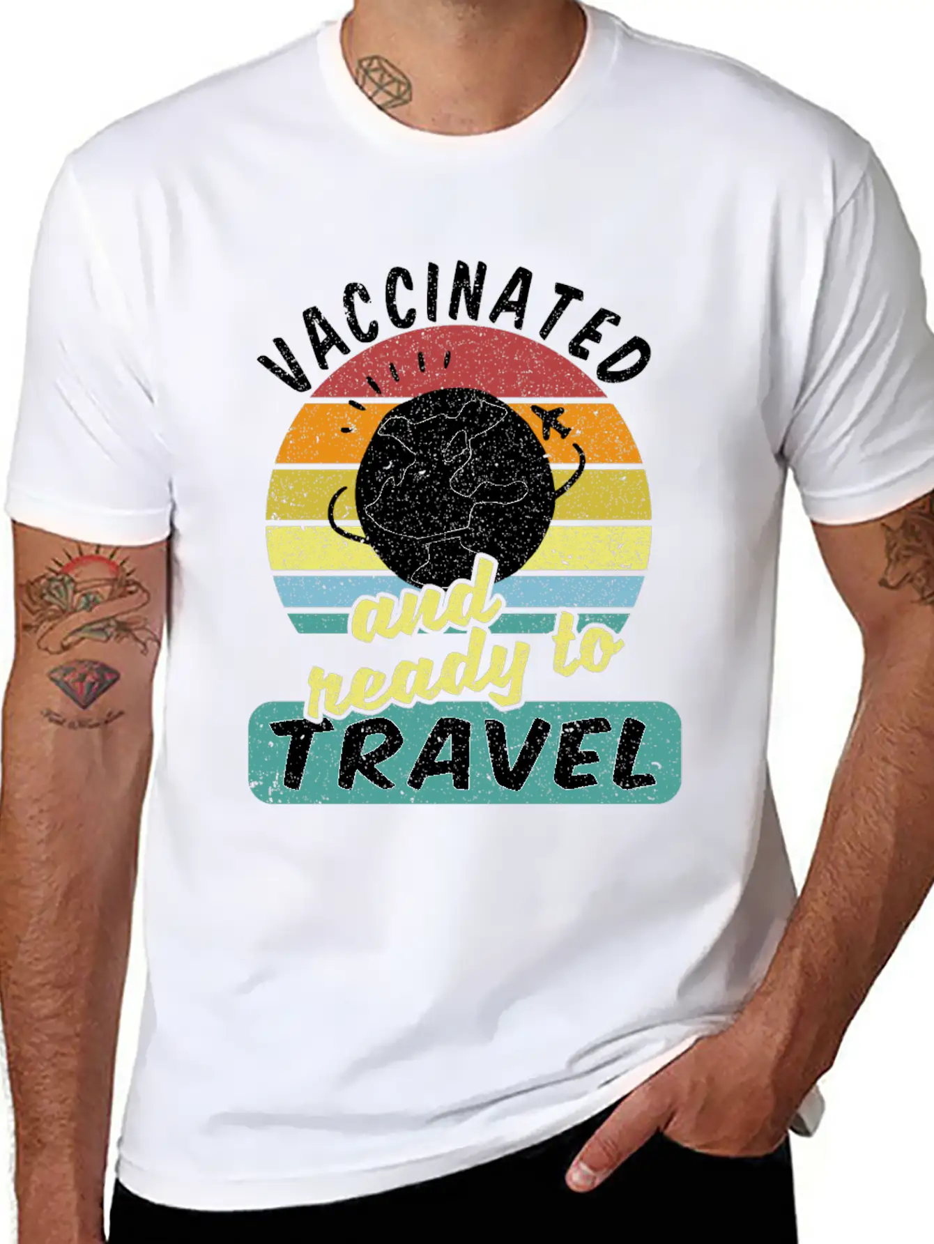 Travel Backpacker Traveler Vaccinated Vaccination Modern Fit Casual T-Shirt – Clean And Versatile Design