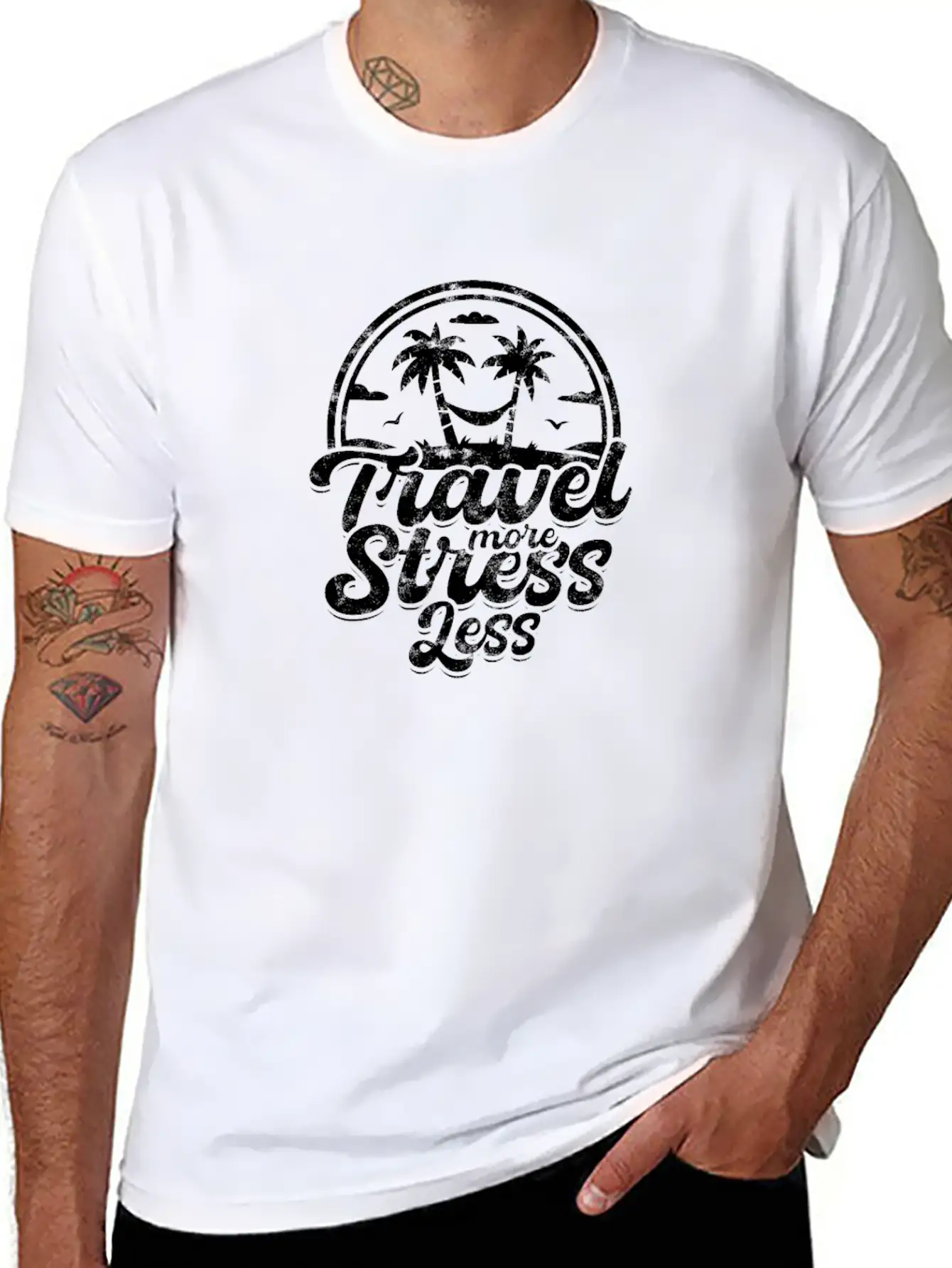 Travel More, Stress Less - Road Trip Timeless Short Sleeve Tee – Comfy And Minimalist Design