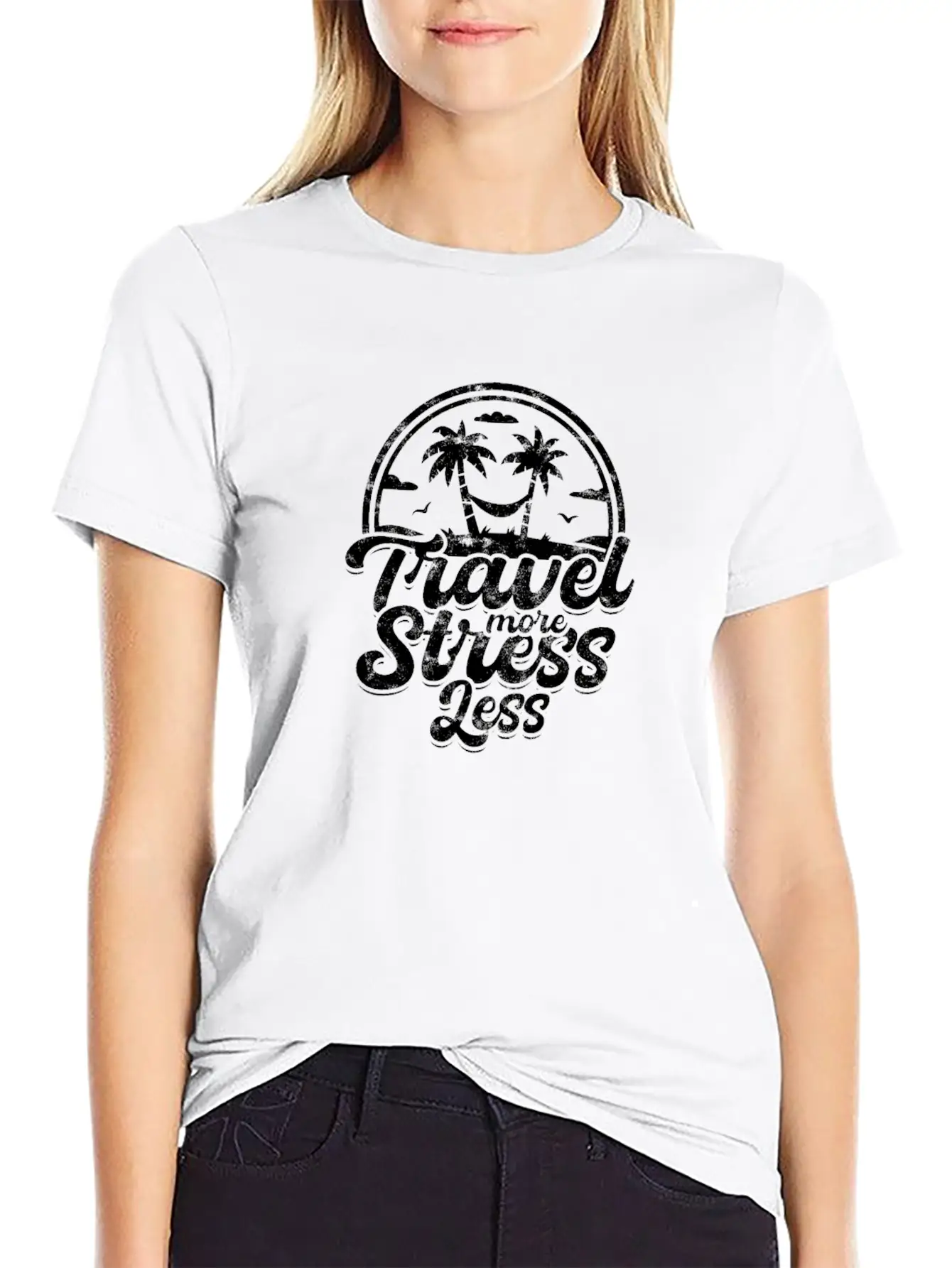 Travel More, Stress Less - Road Trip Timeless Short Sleeve Tee – Comfy And Minimalist Design