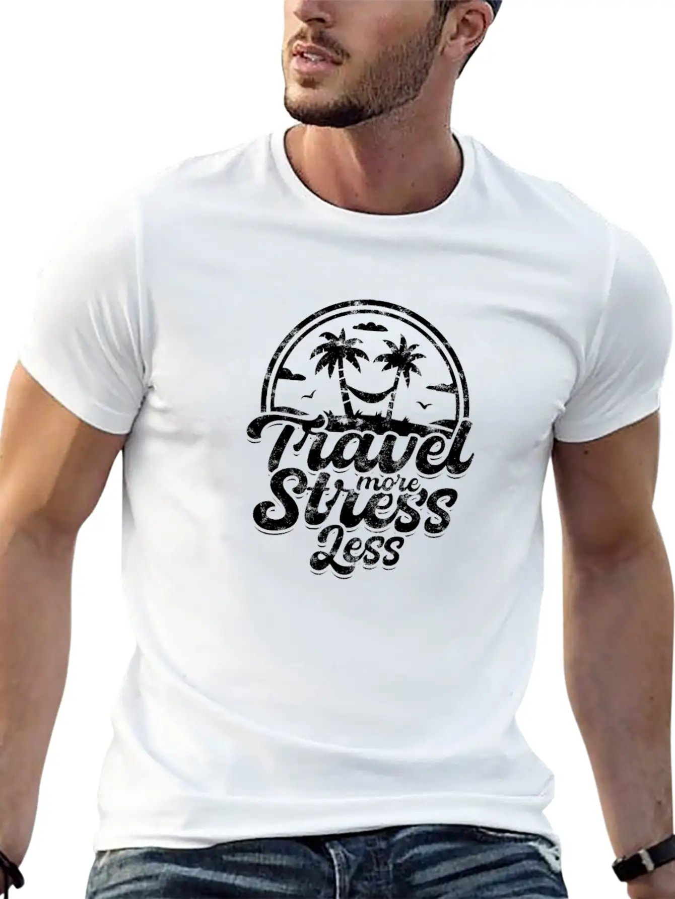 Travel More, Stress Less - Road Trip Timeless Short Sleeve Tee – Comfy And Minimalist Design