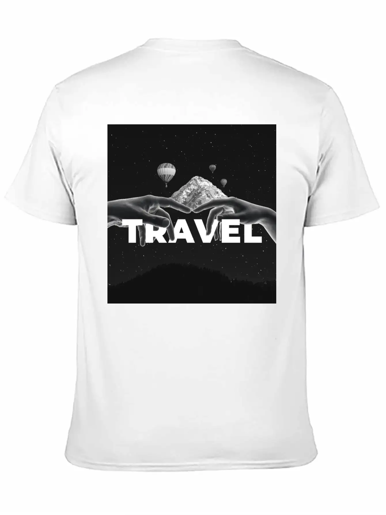 Travel, Mountains, Dream, Hands, Balloon, Starry S Stylish Everyday T-Shirt – Unisex Basic Cotton Tee
