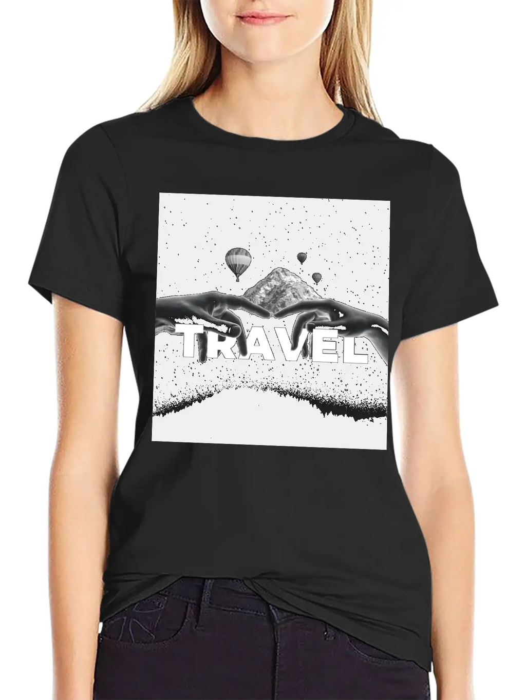 Travel, Mountains, Dream, Hands, Balloon, Starry S Stylish Everyday T-Shirt – Unisex Basic Cotton Tee