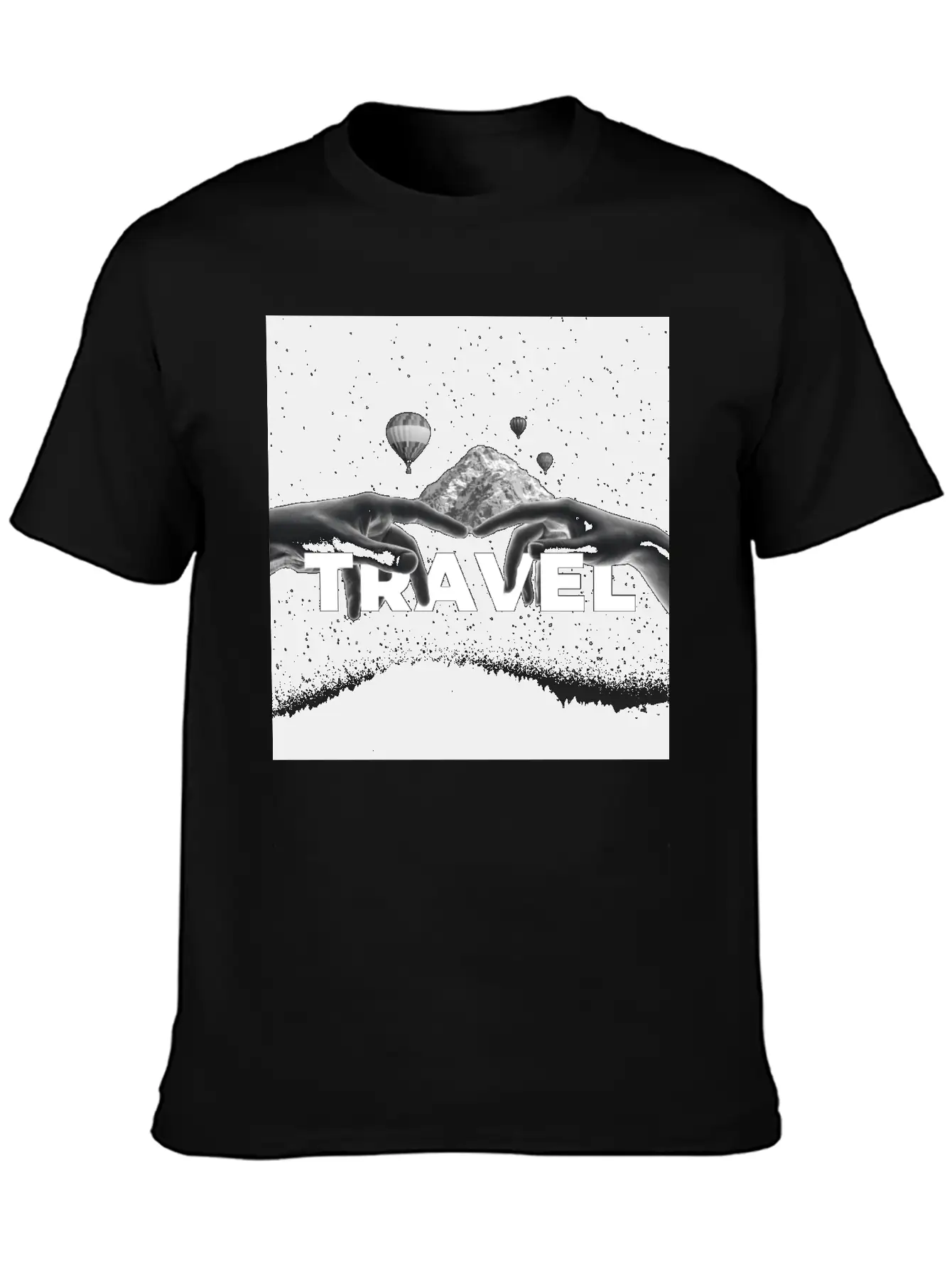 Travel, Mountains, Dream, Hands, Balloon, Starry S Stylish Everyday T-Shirt – Unisex Basic Cotton Tee