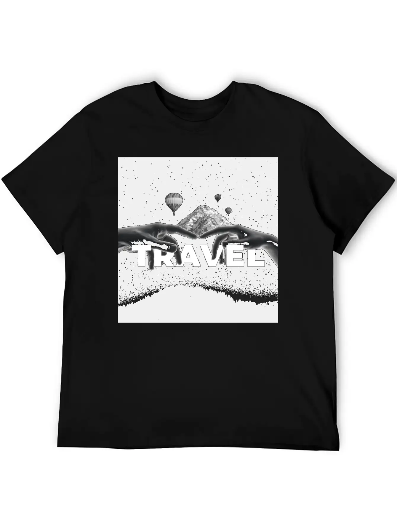 Travel, Mountains, Dream, Hands, Balloon, Starry S Stylish Everyday T-Shirt – Unisex Basic Cotton Tee