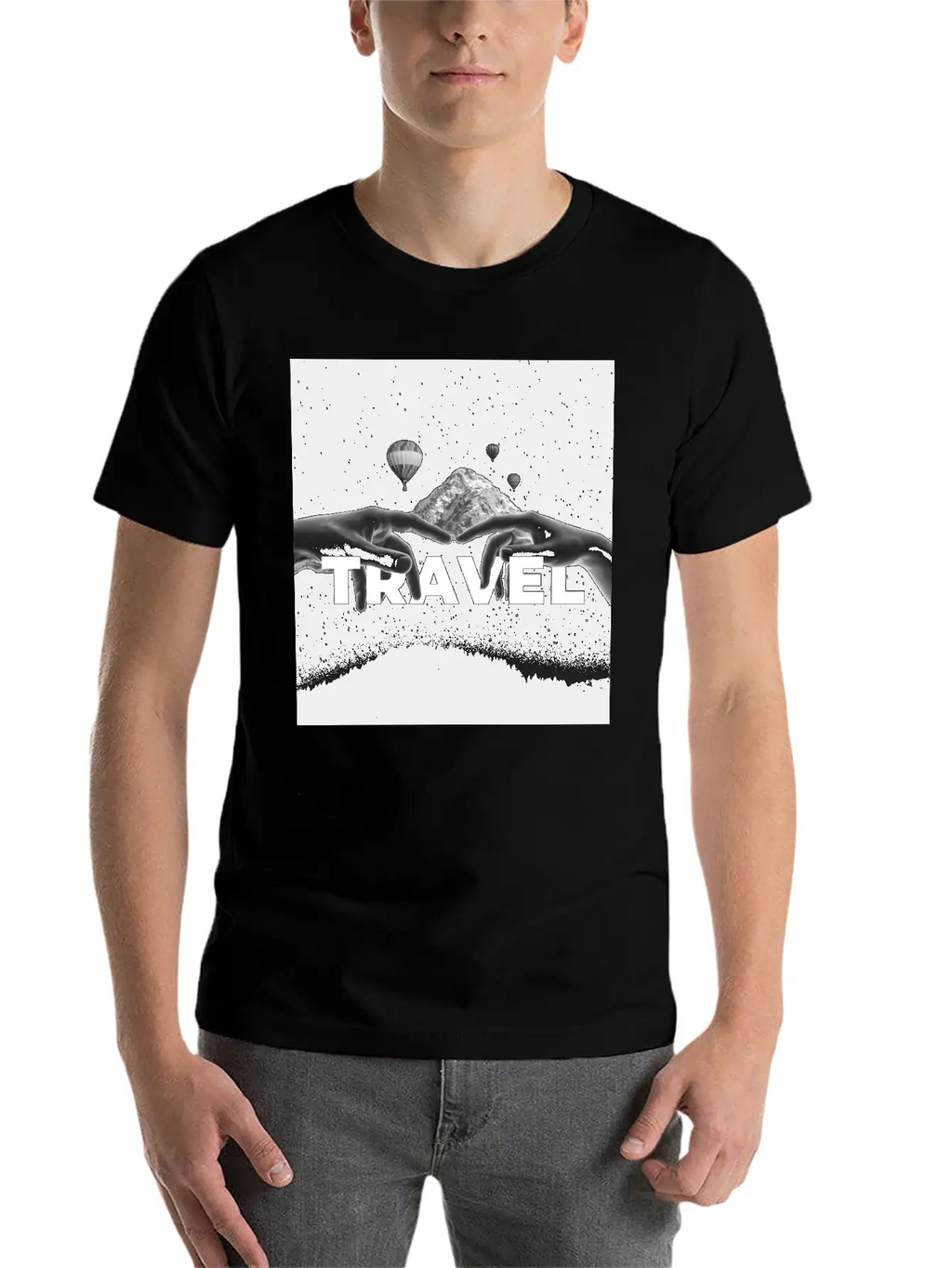 Travel, Mountains, Dream, Hands, Balloon, Starry S Stylish Everyday T-Shirt – Unisex Basic Cotton Tee