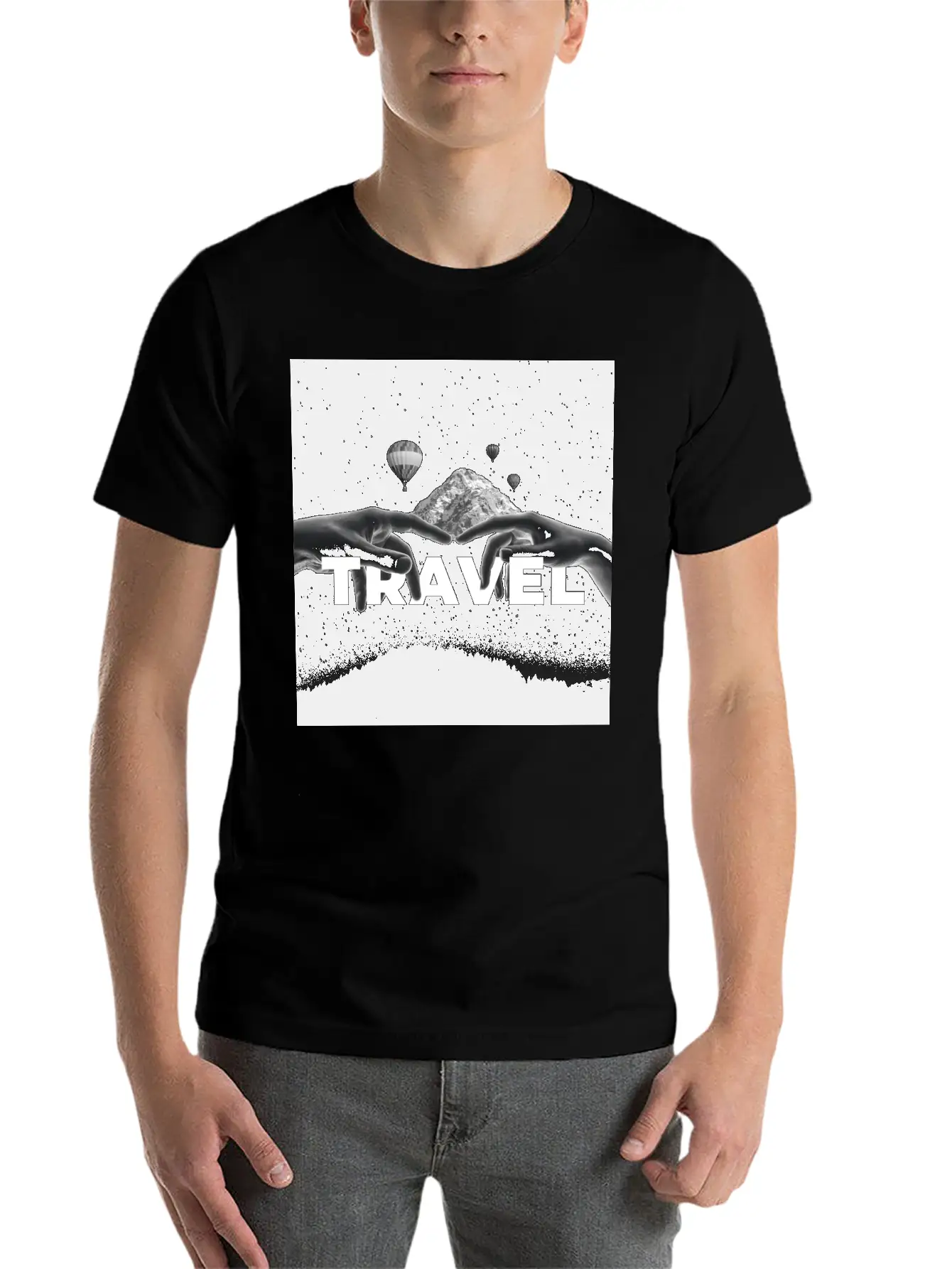 Travel, Mountains, Dream, Hands, Balloon, Starry S Stylish Everyday T-Shirt – Unisex Basic Cotton Tee