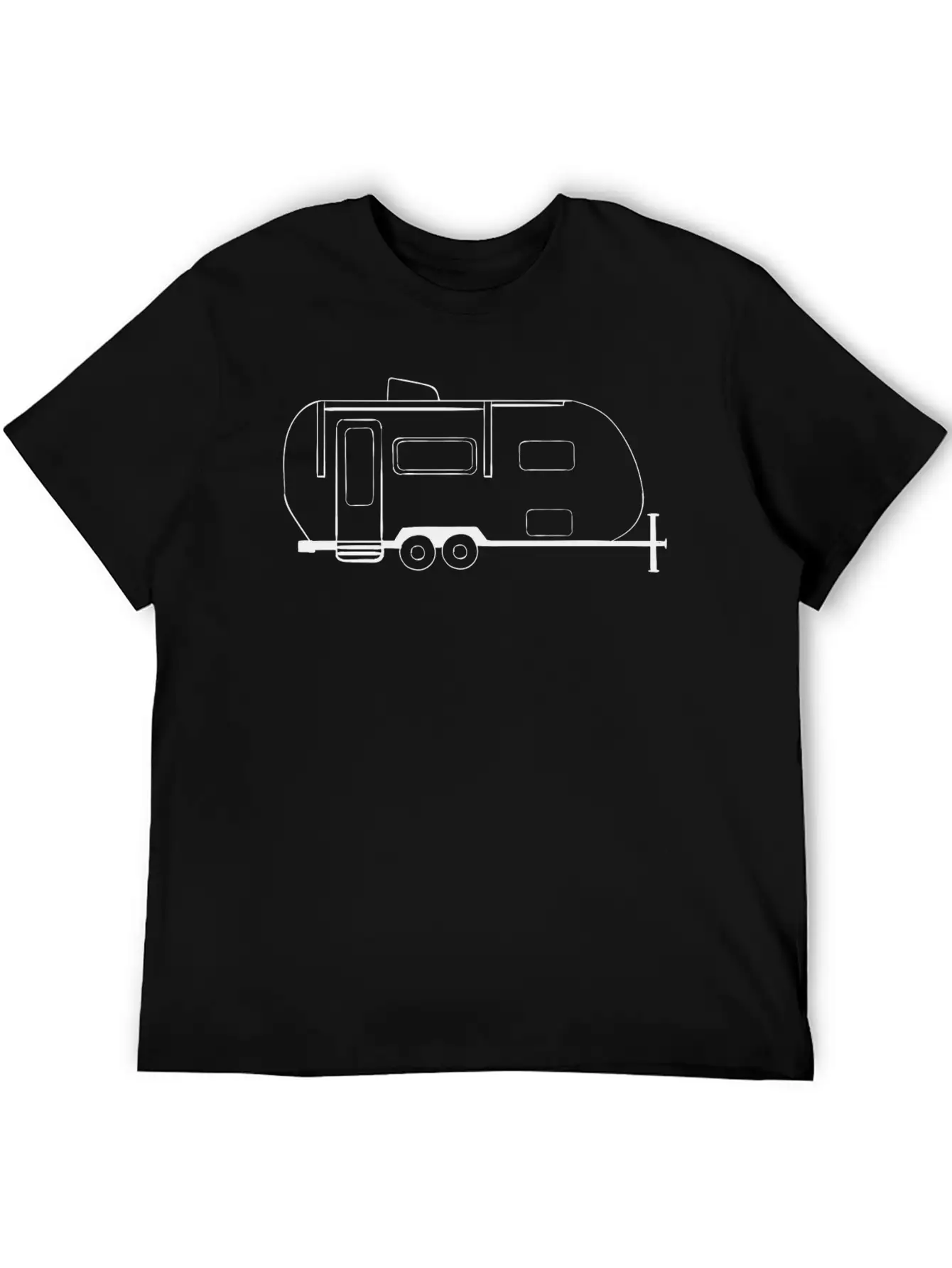 Travel Trailer Line Art Drawing Basic Graphic T-Shirt – Daily Comfort In Soft Cotton
