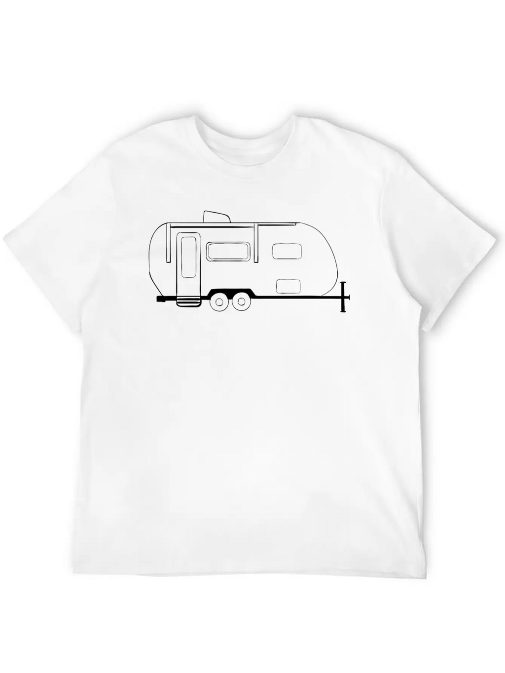 Travel Trailer Line Art Drawing Basic Graphic T-Shirt – Daily Comfort In Soft Cotton