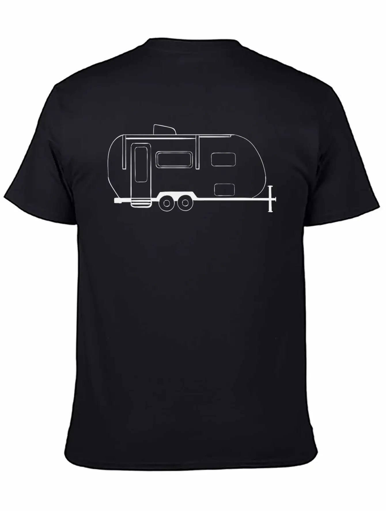 Travel Trailer Line Art Drawing Basic Graphic T-Shirt – Daily Comfort In Soft Cotton