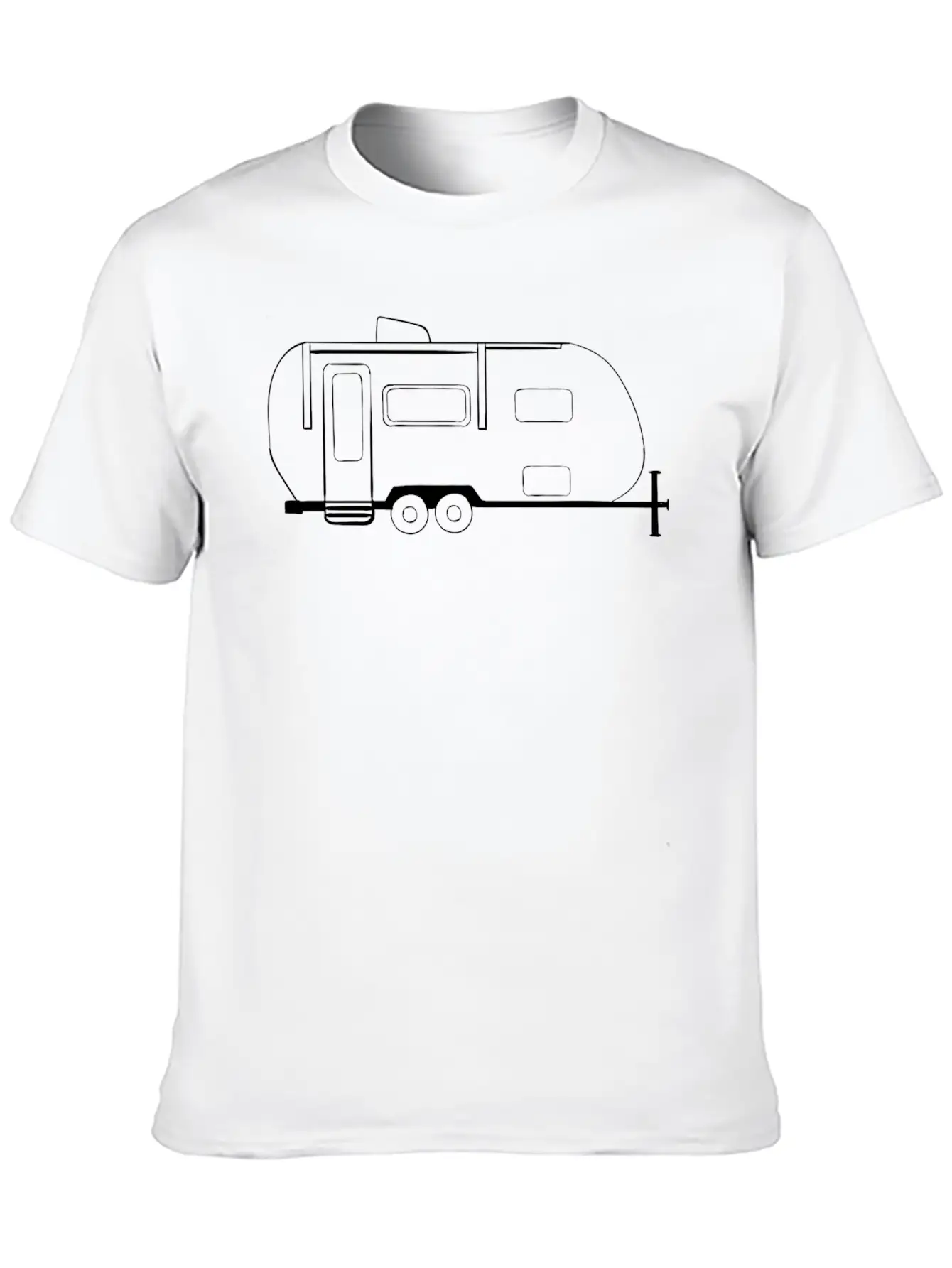 Travel Trailer Line Art Drawing Basic Graphic T-Shirt – Daily Comfort In Soft Cotton