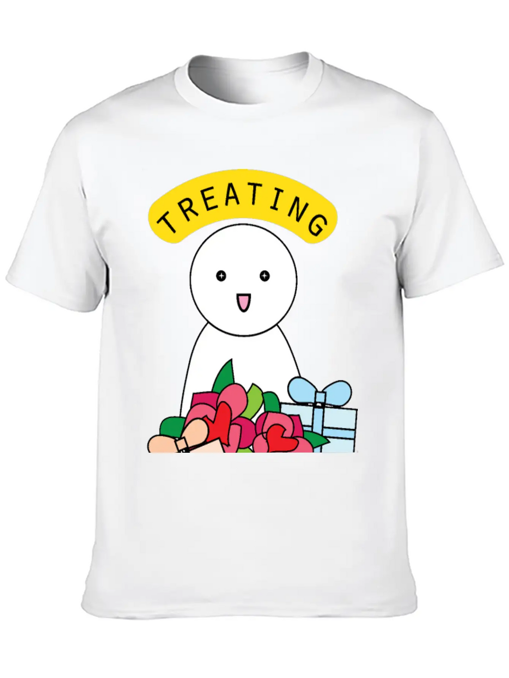 Treating My Self Cute Comic Character With Gifts Stylish Everyday T-Shirt – Unisex Basic Cotton Tee