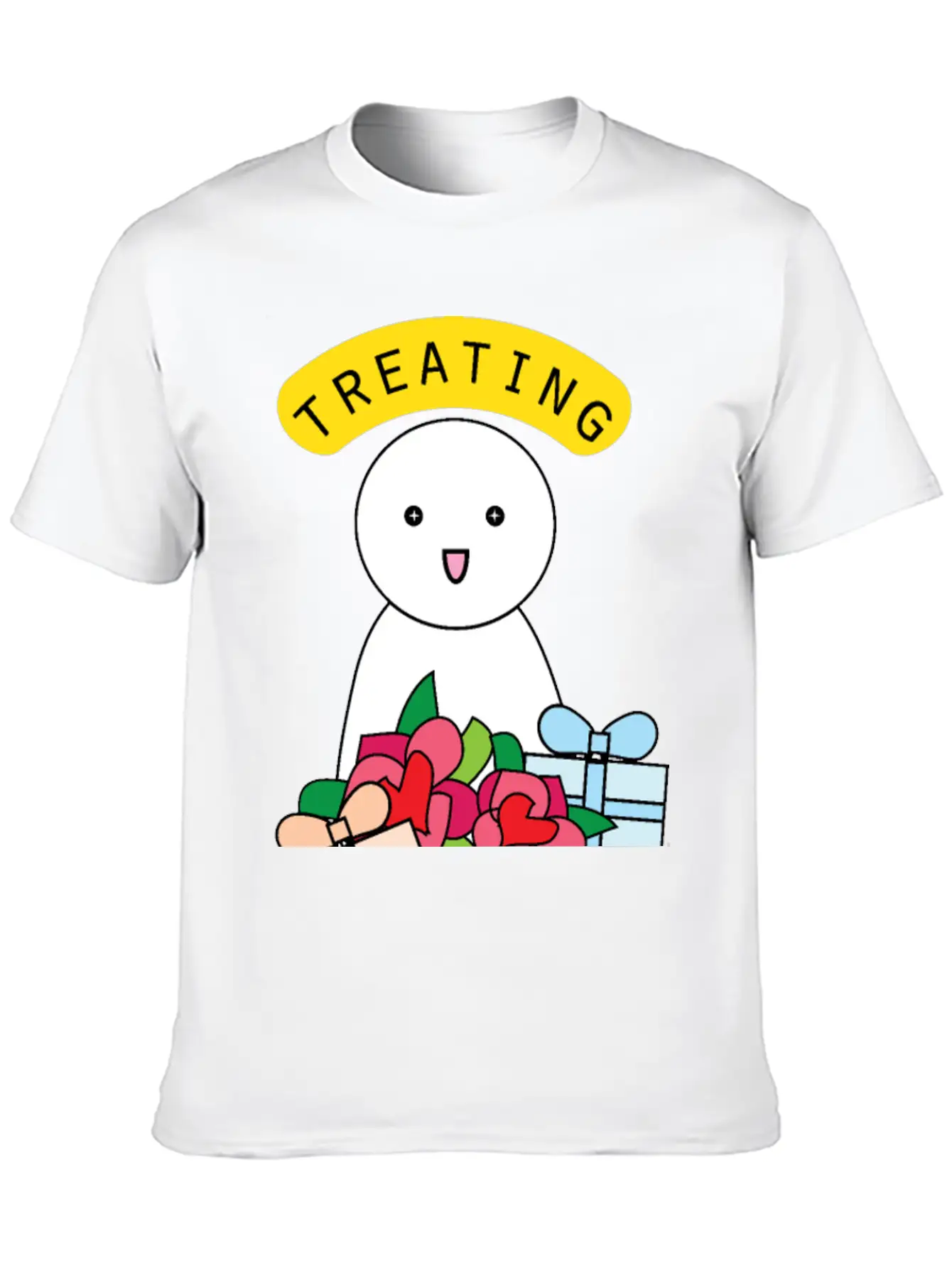 Treating My Self Cute Comic Character With Gifts Stylish Everyday T-Shirt – Unisex Basic Cotton Tee
