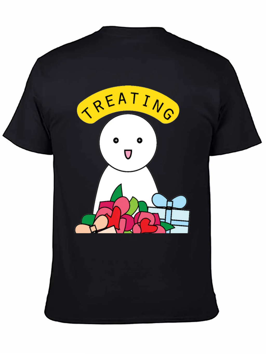 Treating My Self Cute Comic Character With Gifts Stylish Everyday T-Shirt – Unisex Basic Cotton Tee