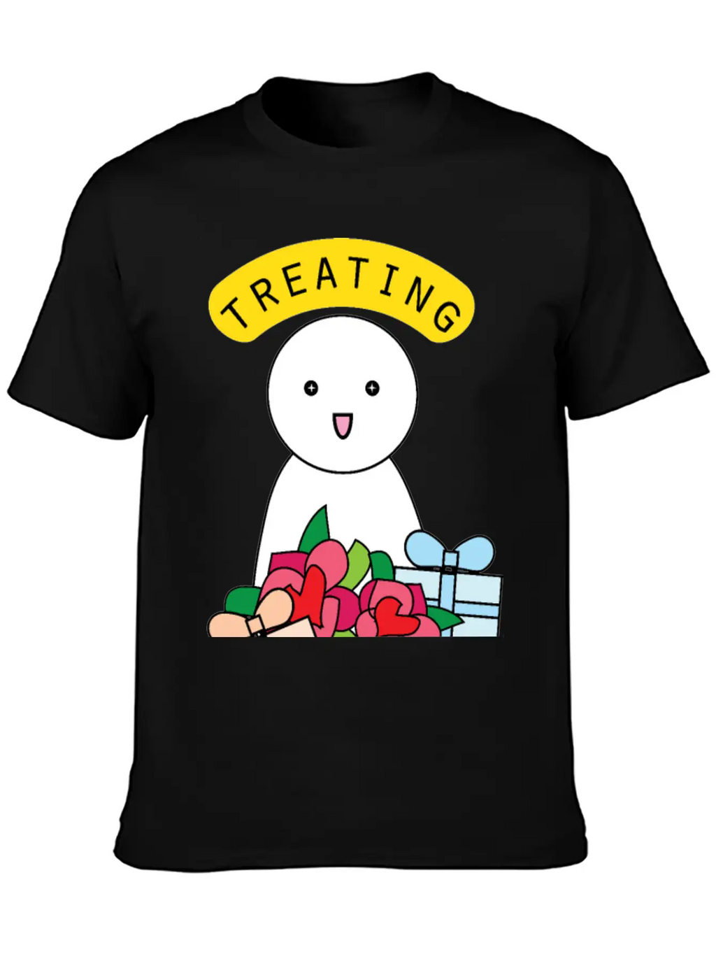 Treating My Self Cute Comic Character With Gifts Stylish Everyday T-Shirt – Unisex Basic Cotton Tee