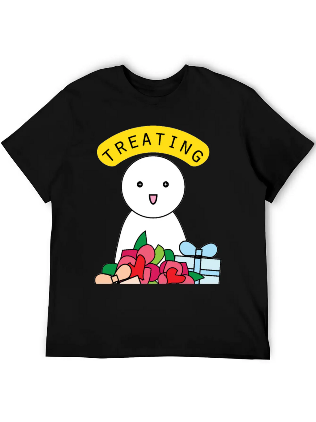 Treating My Self Cute Comic Character With Gifts Stylish Everyday T-Shirt – Unisex Basic Cotton Tee