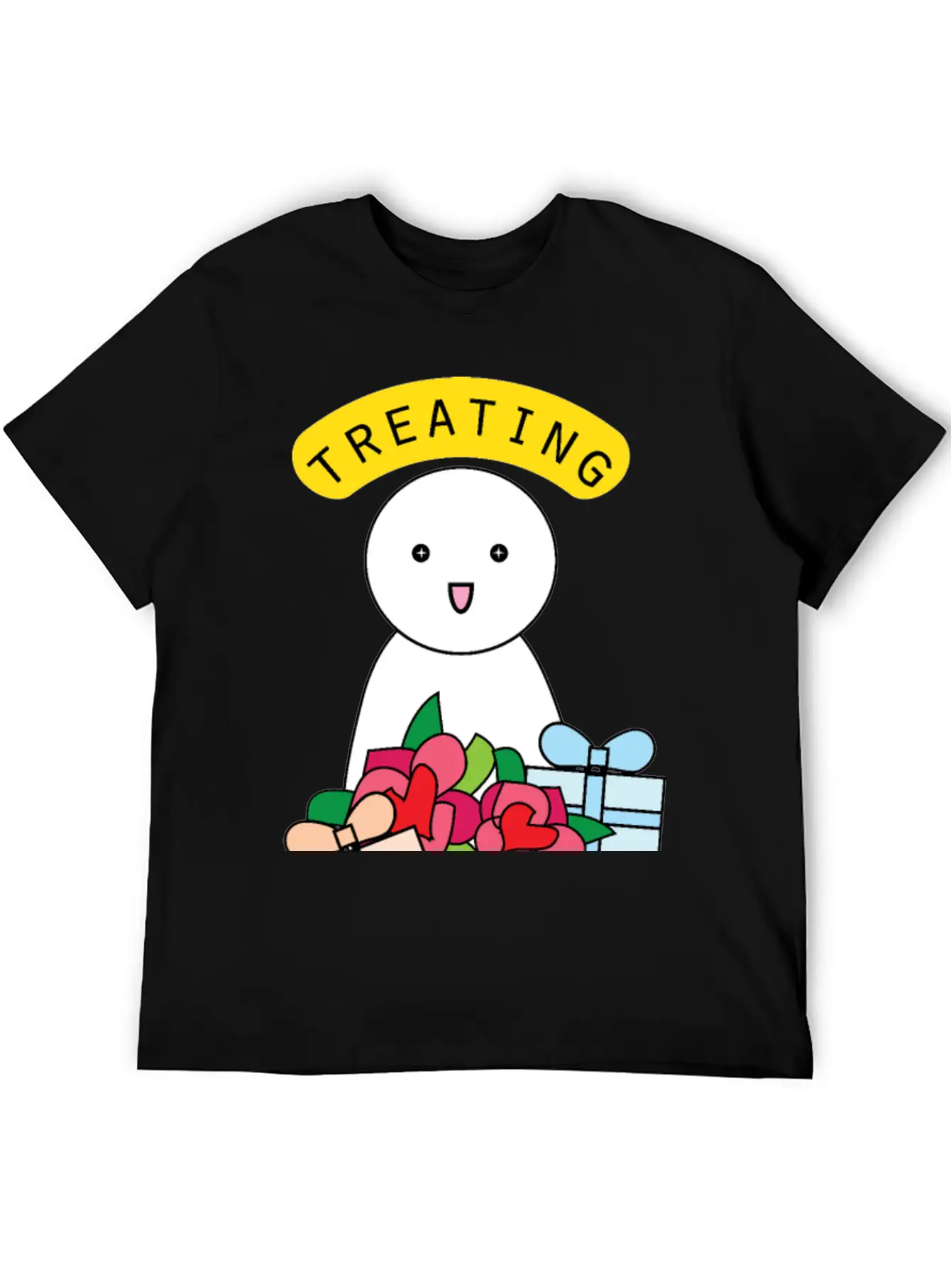 Treating My Self Cute Comic Character With Gifts Stylish Everyday T-Shirt – Unisex Basic Cotton Tee
