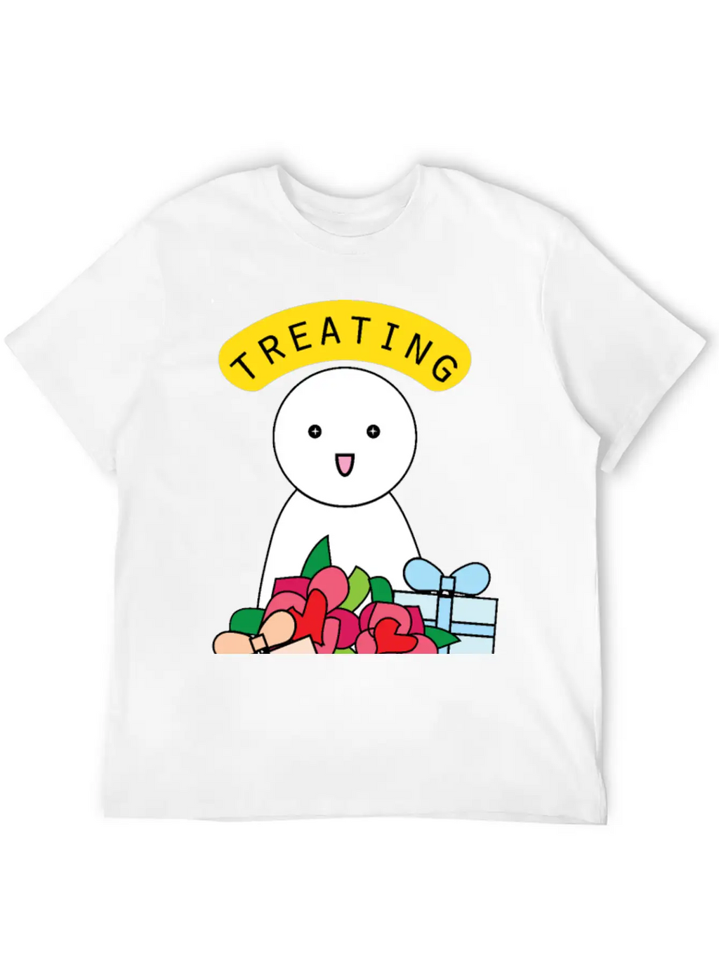 Treating My Self Cute Comic Character With Gifts Stylish Everyday T-Shirt – Unisex Basic Cotton Tee