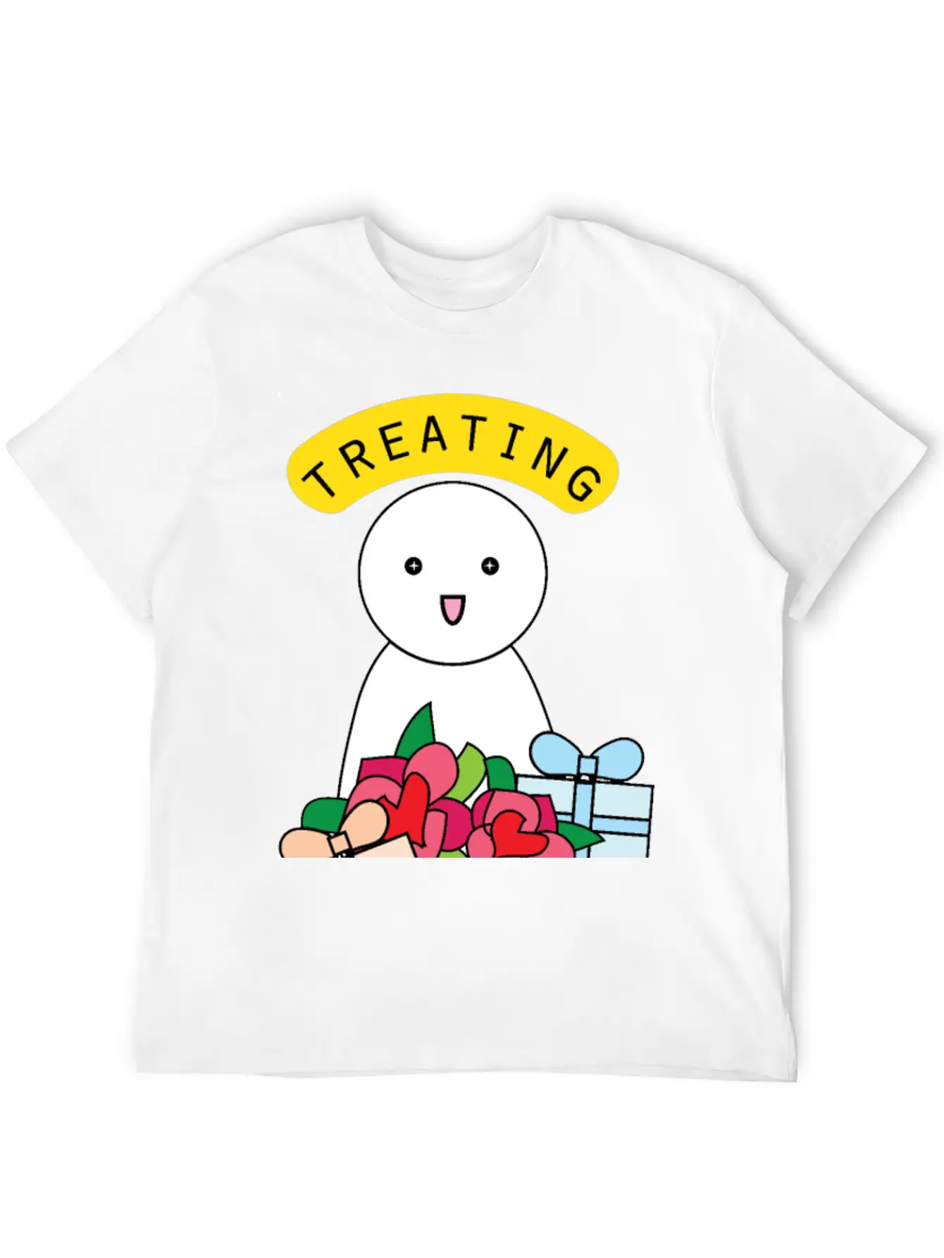 Treating My Self Cute Comic Character With Gifts Stylish Everyday T-Shirt – Unisex Basic Cotton Tee