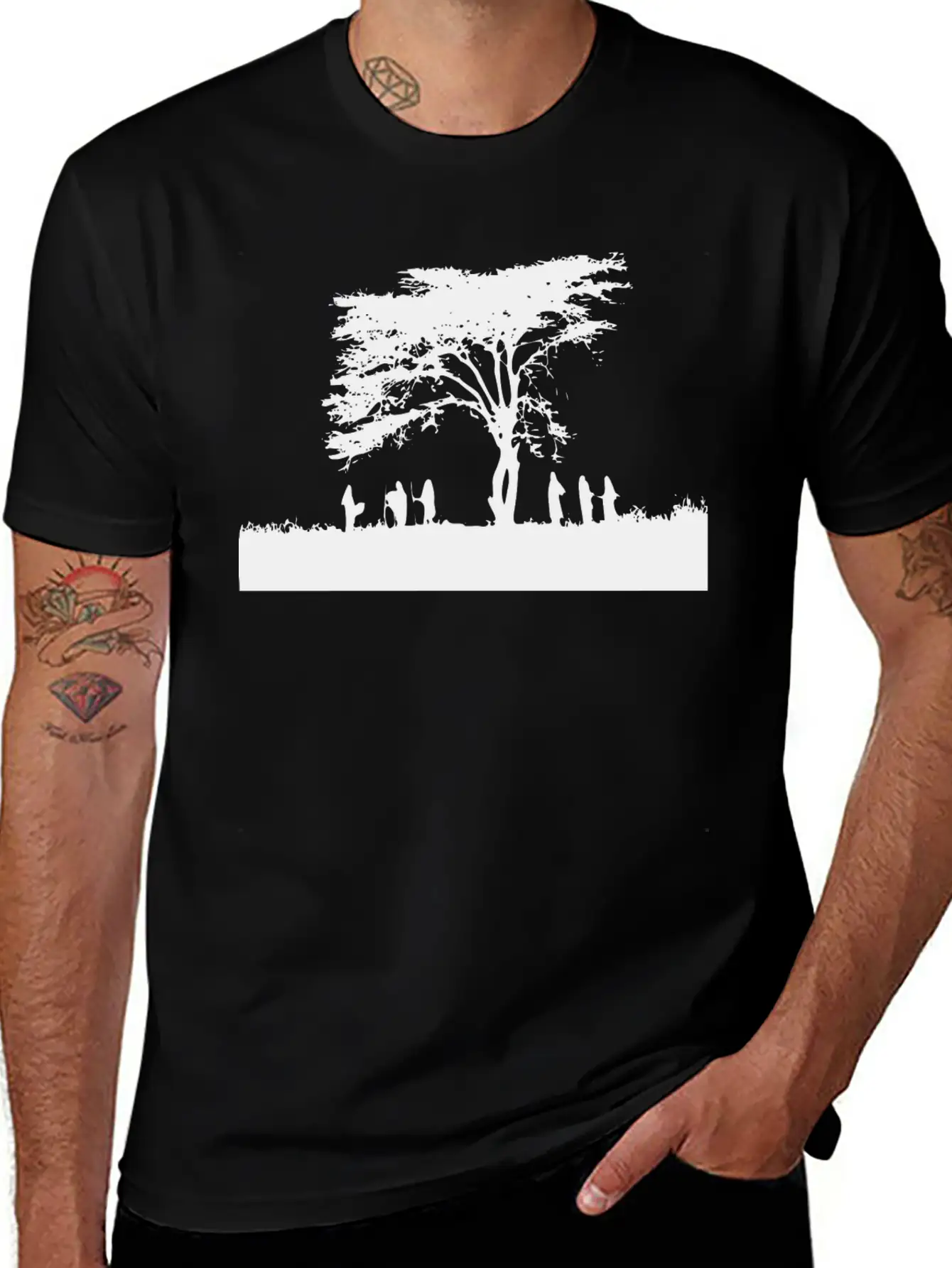 TREE AND PEOPLE SHADOW Breathable Soft Cotton T-Shirt – Timeless Casual Look