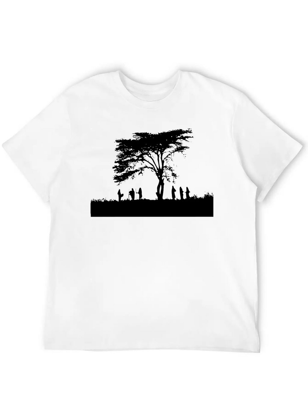 TREE AND PEOPLE SHADOW Breathable Soft Cotton T-Shirt – Timeless Casual Look