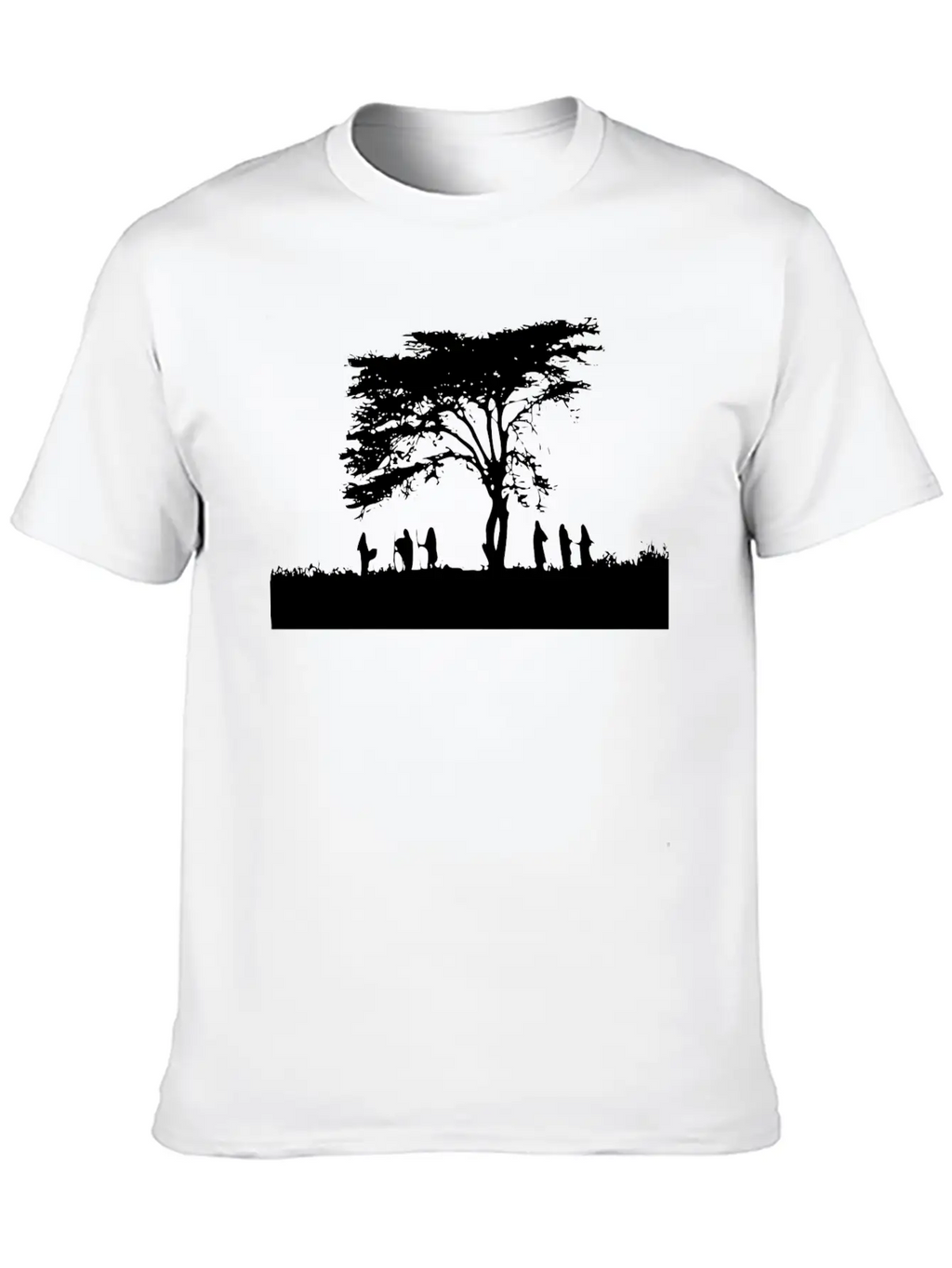 TREE AND PEOPLE SHADOW Breathable Soft Cotton T-Shirt – Timeless Casual Look