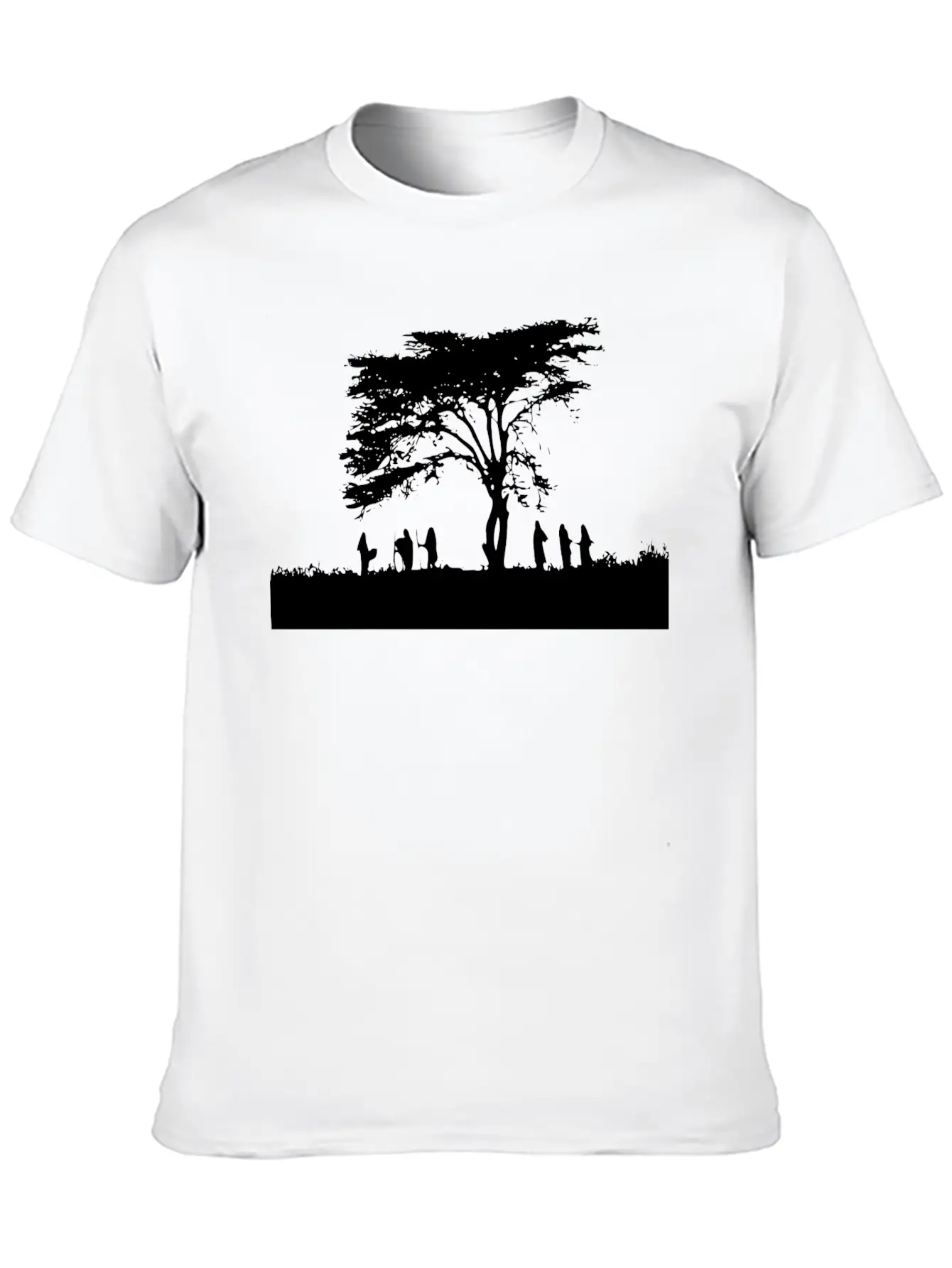 TREE AND PEOPLE SHADOW Breathable Soft Cotton T-Shirt – Timeless Casual Look